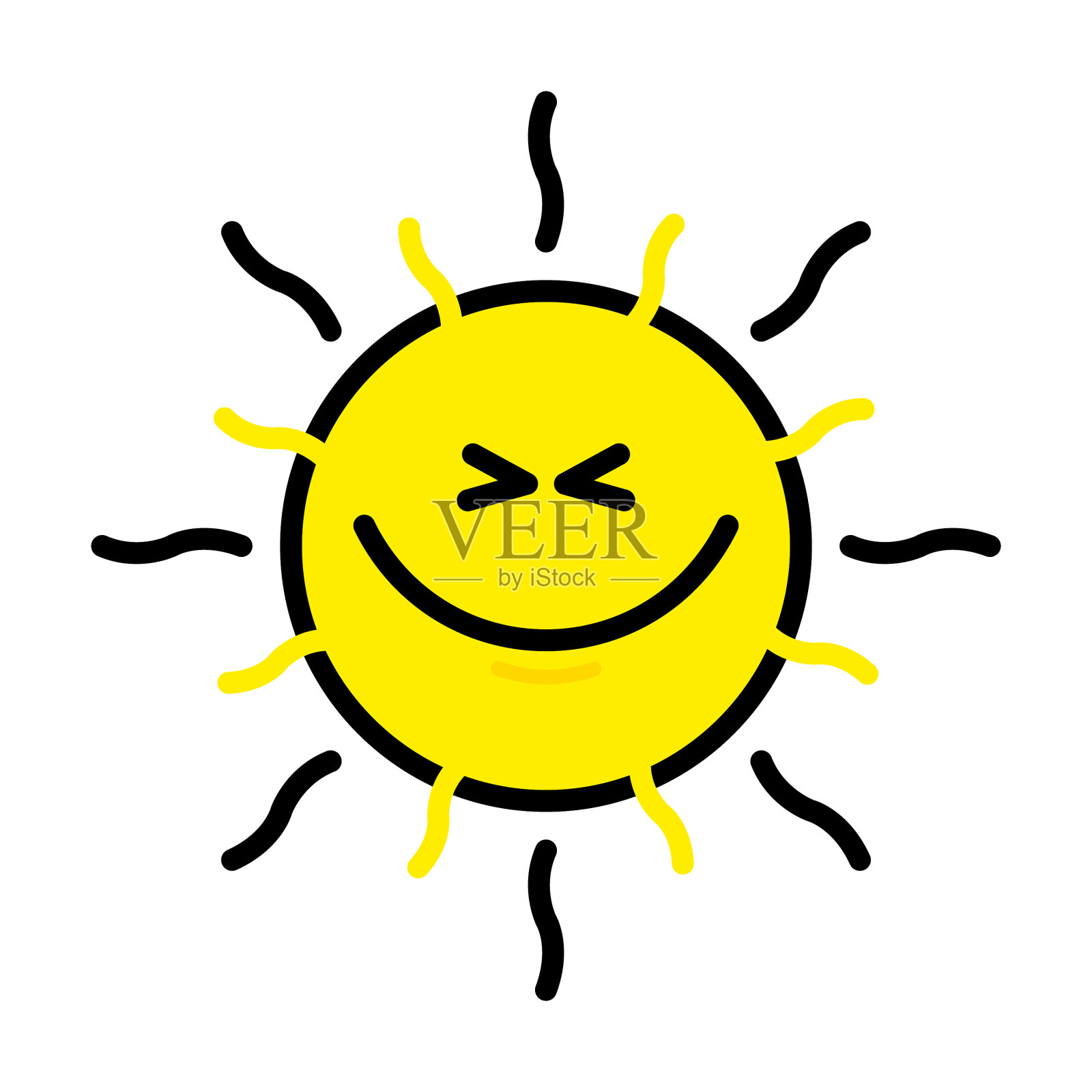 太阳在卡通风格的白色背景设计元素图片