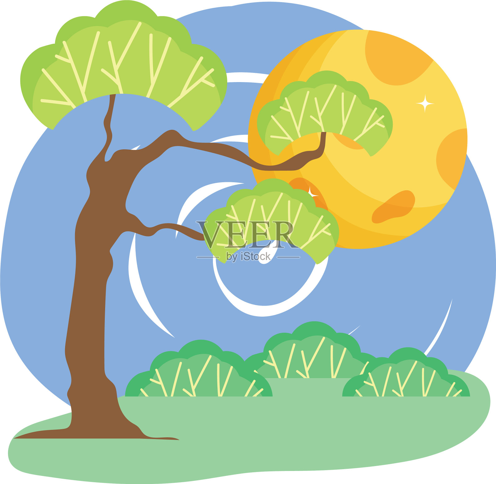 孤立抽象和季节树设计设计元素图片