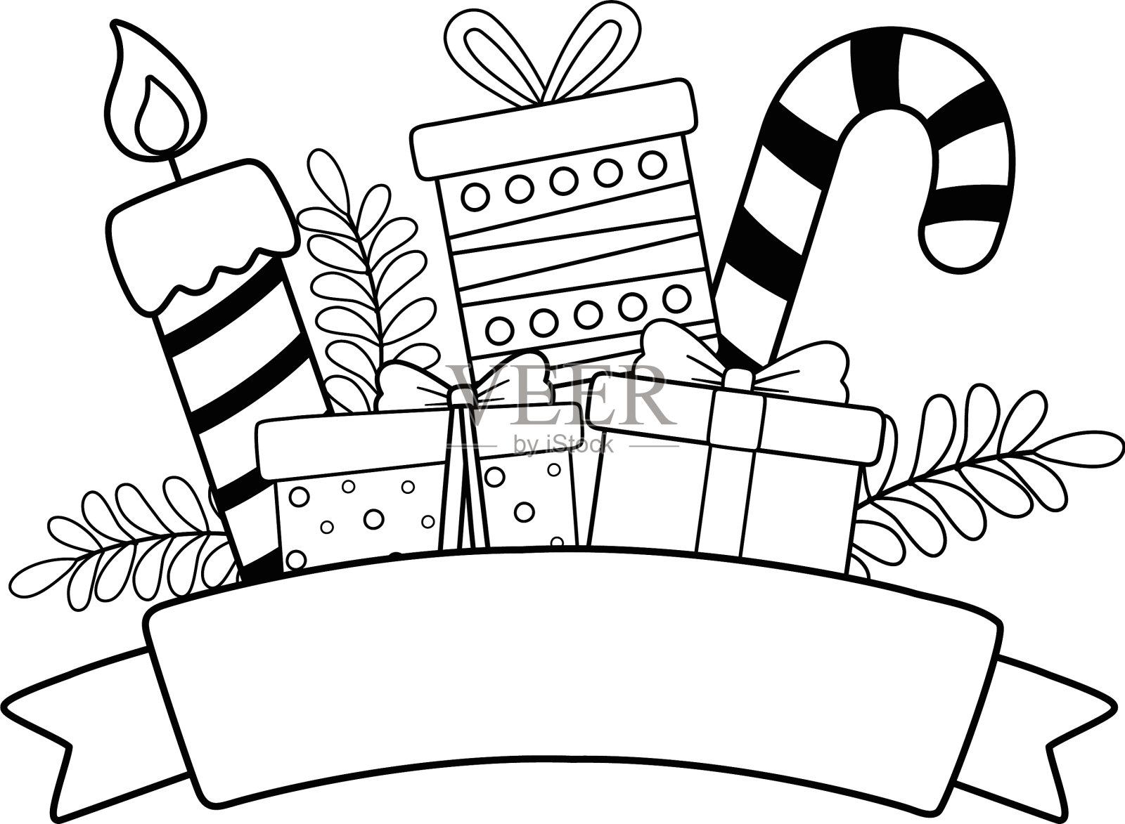 圣诞礼物和蜡烛设计快乐设计元素图片