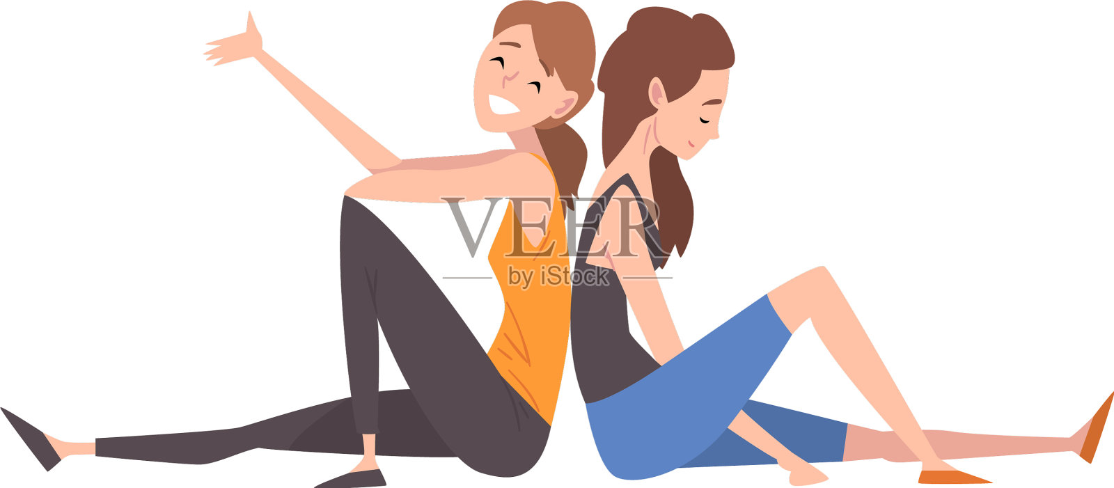 漂亮女孩背对着每个人坐在地板上设计元素图片