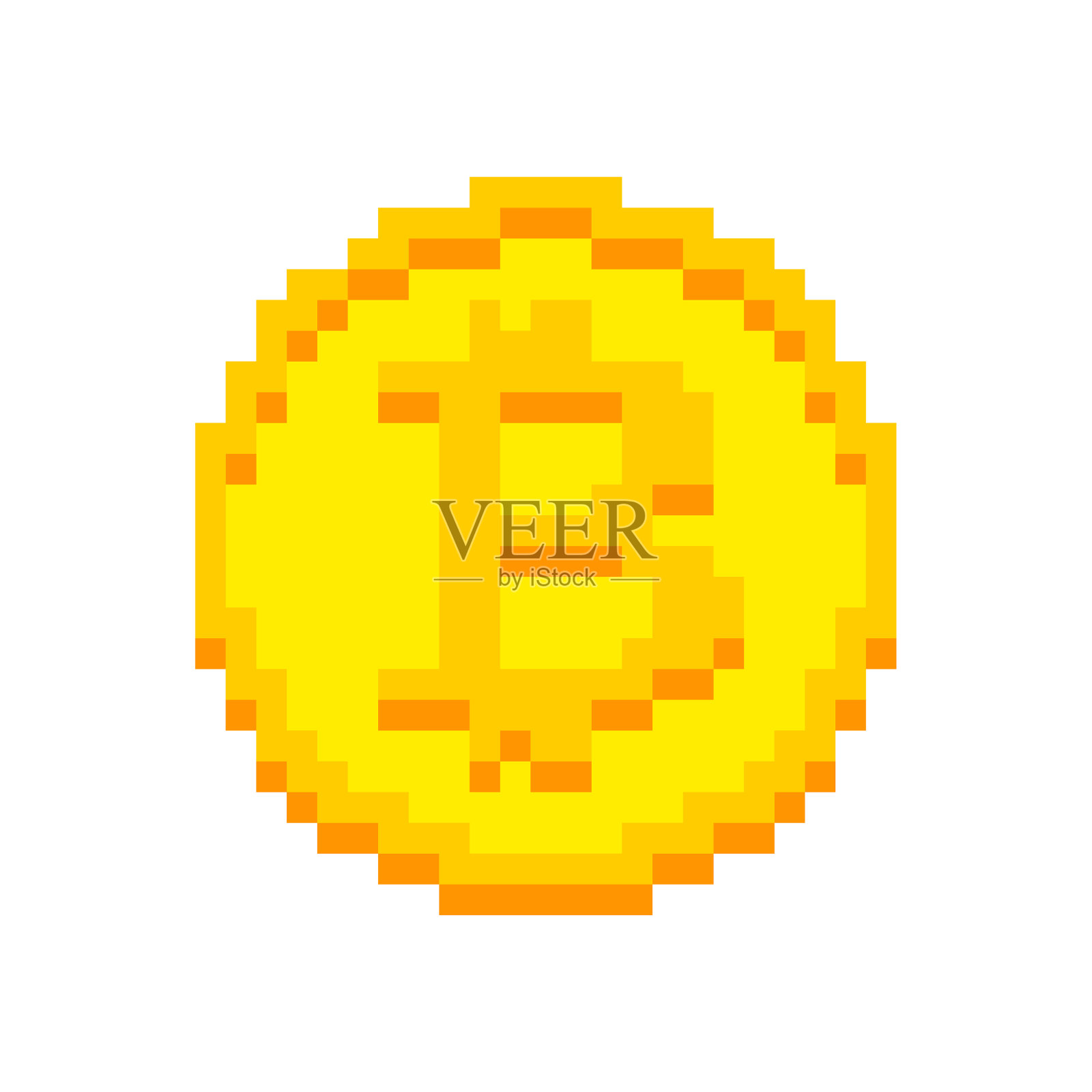 比特币像素艺术隔离加密货币8位设计元素图片