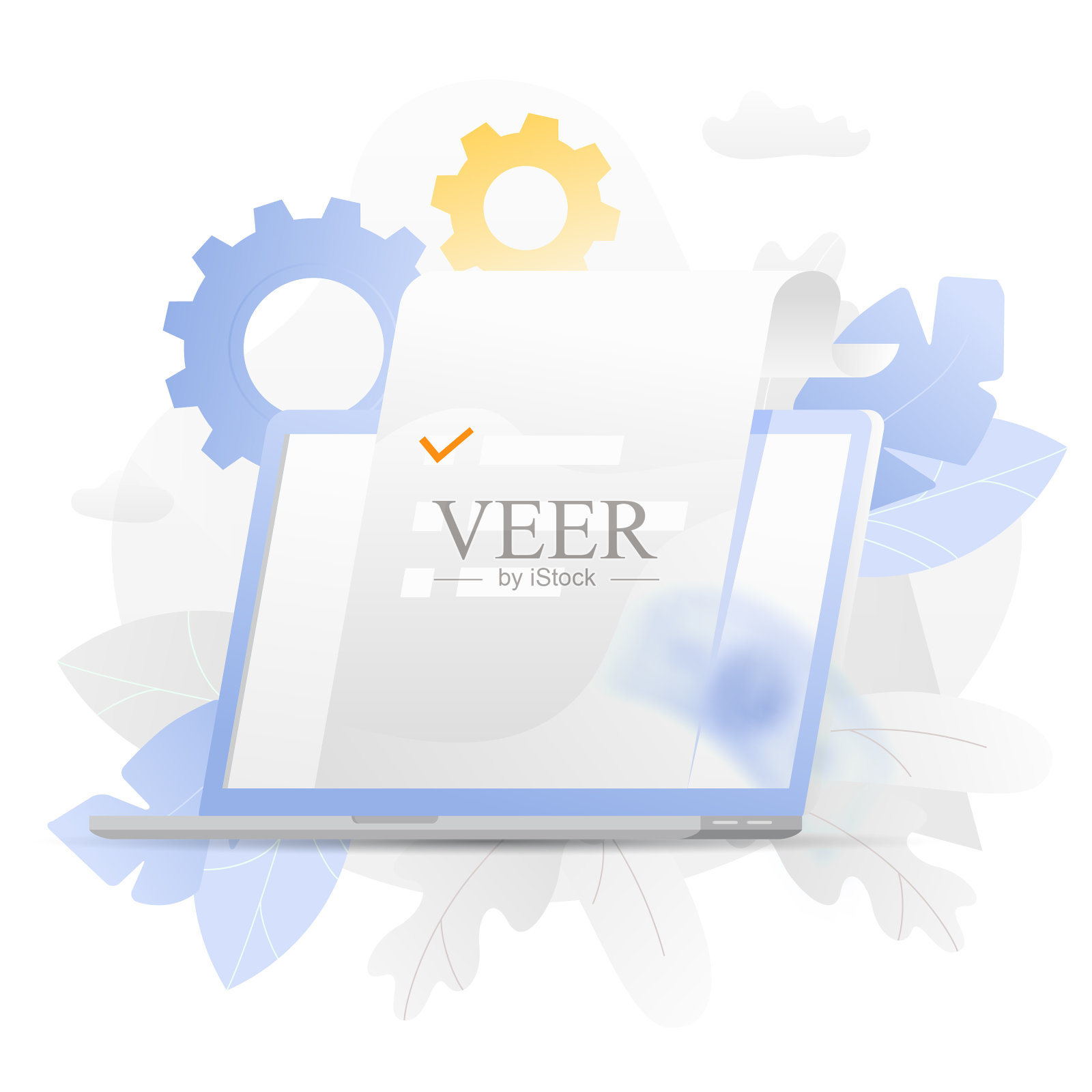 用纸打开笔记本电脑设计元素图片