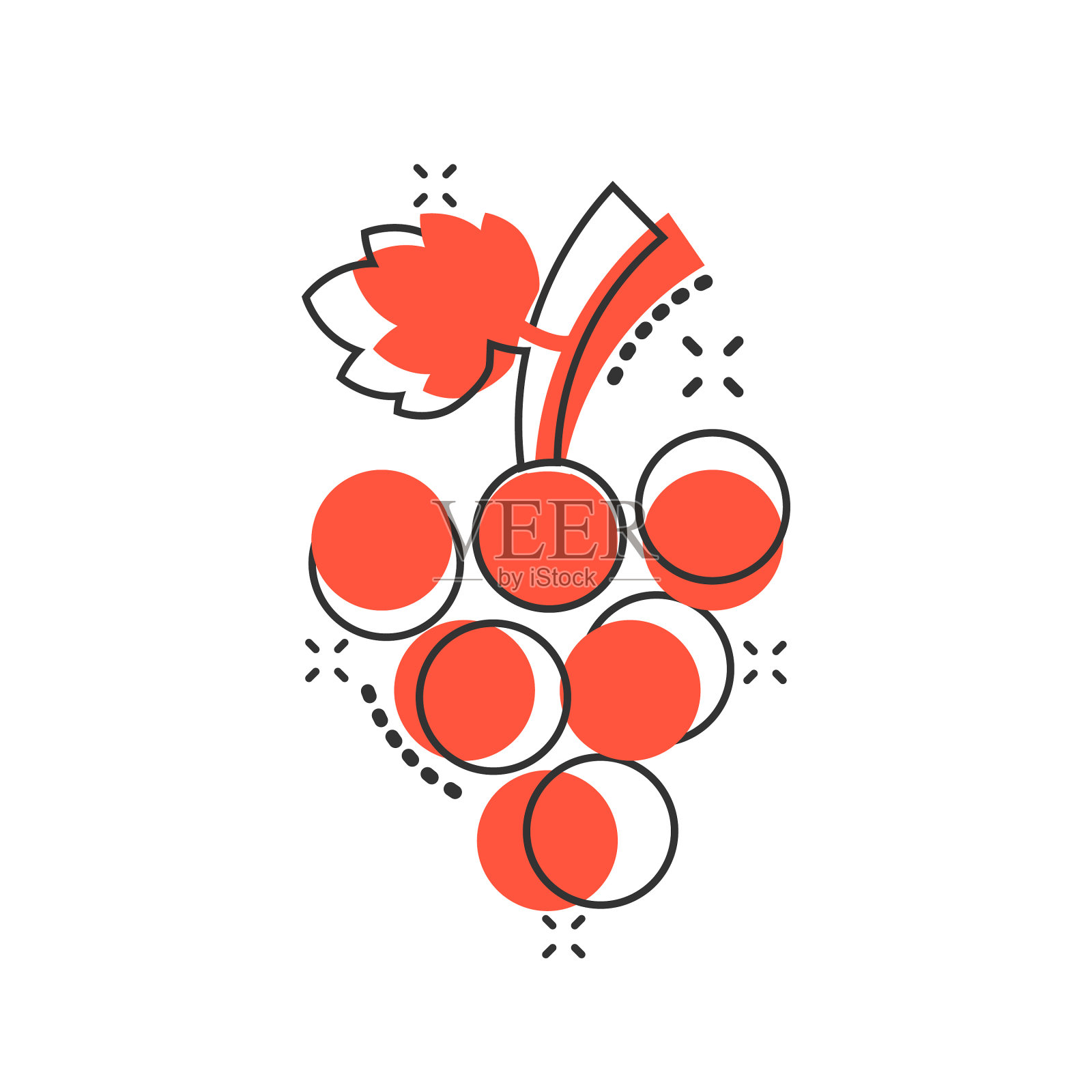 葡萄水果标志图标在漫画风格的葡萄藤设计元素图片