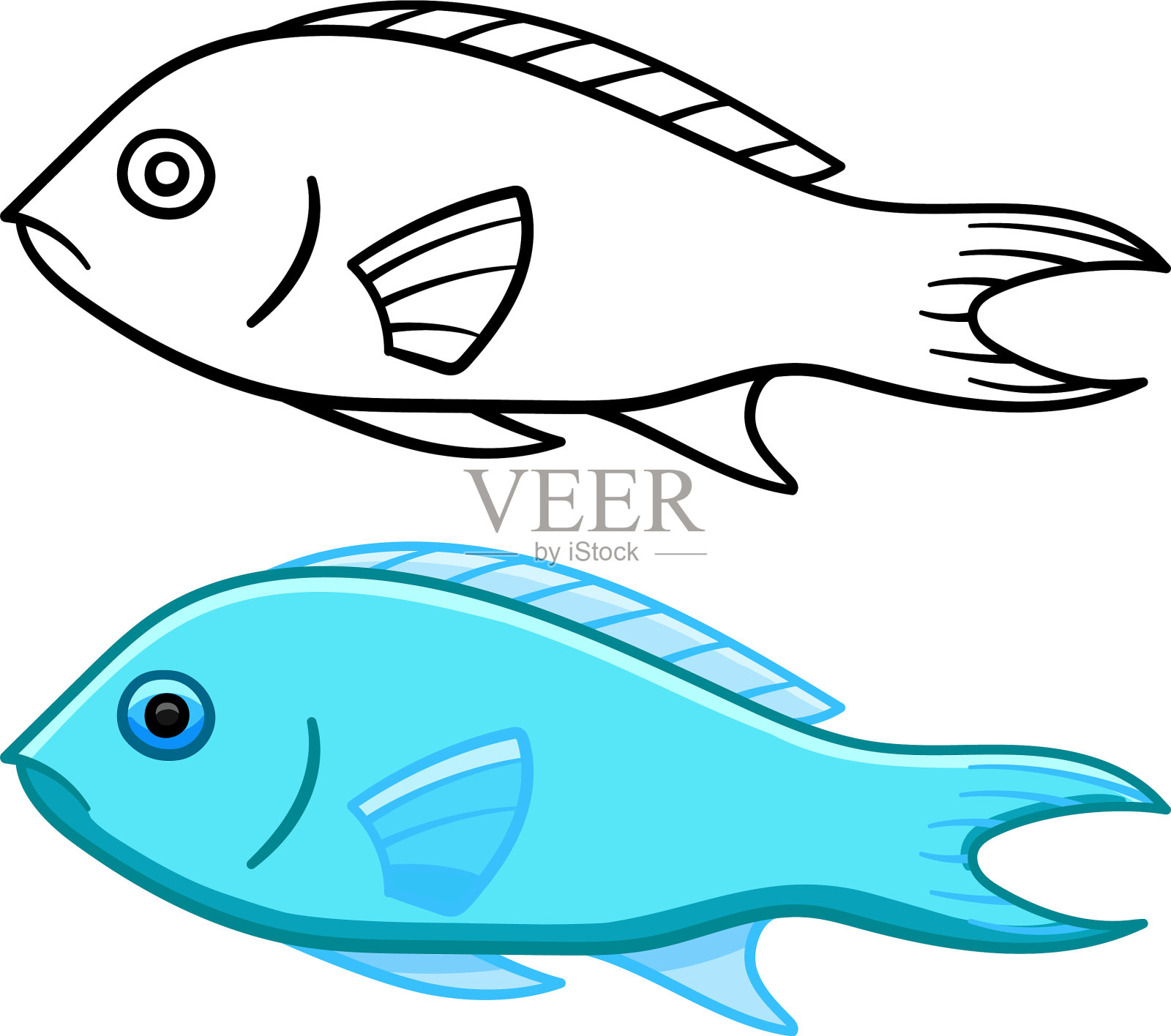 有颜色和线条的青鱼