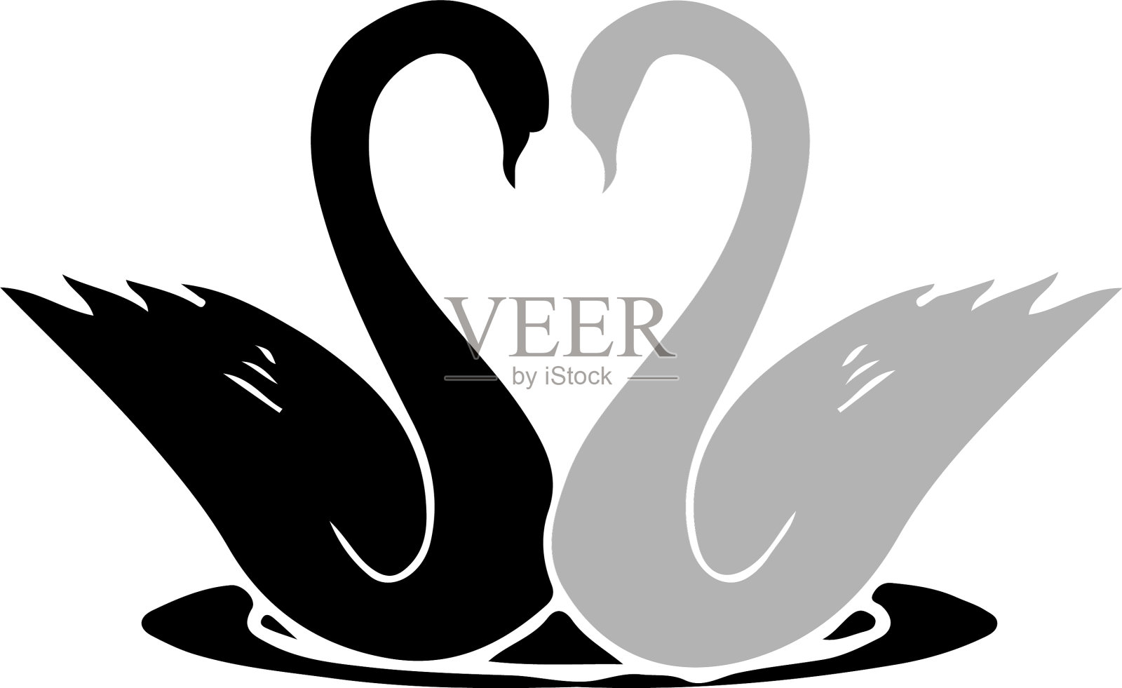 白色背景上的鹅或天鹅图标设计元素图片