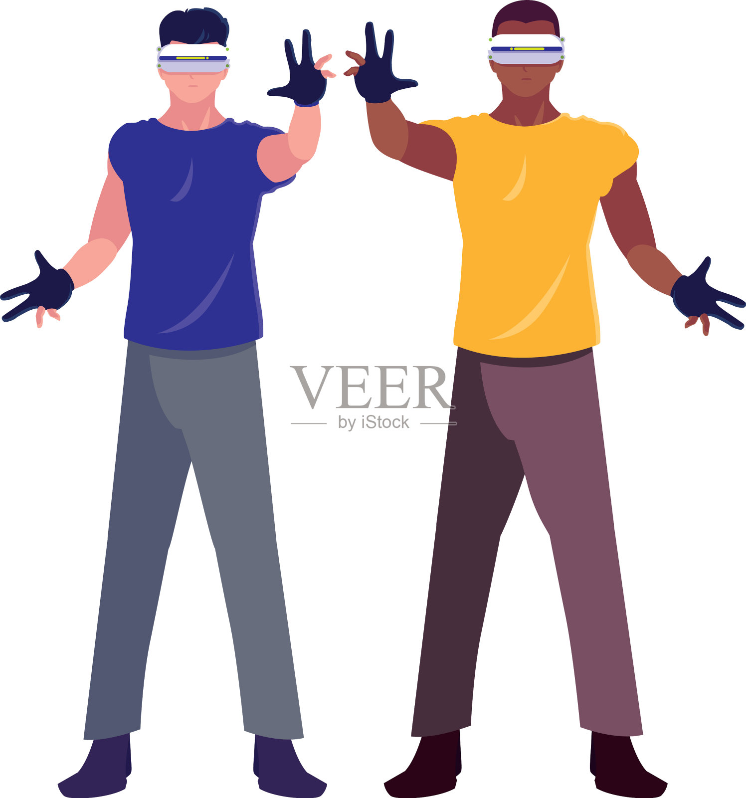 男性使用技术增强现实设计元素图片