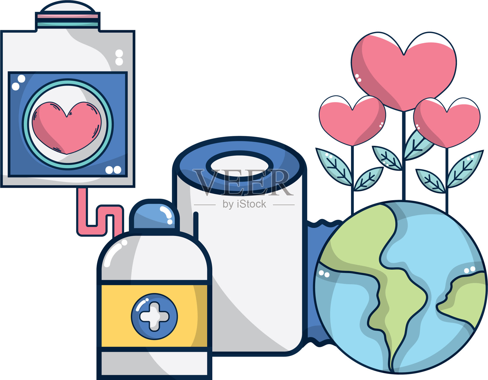 献血运动卡通设计元素图片