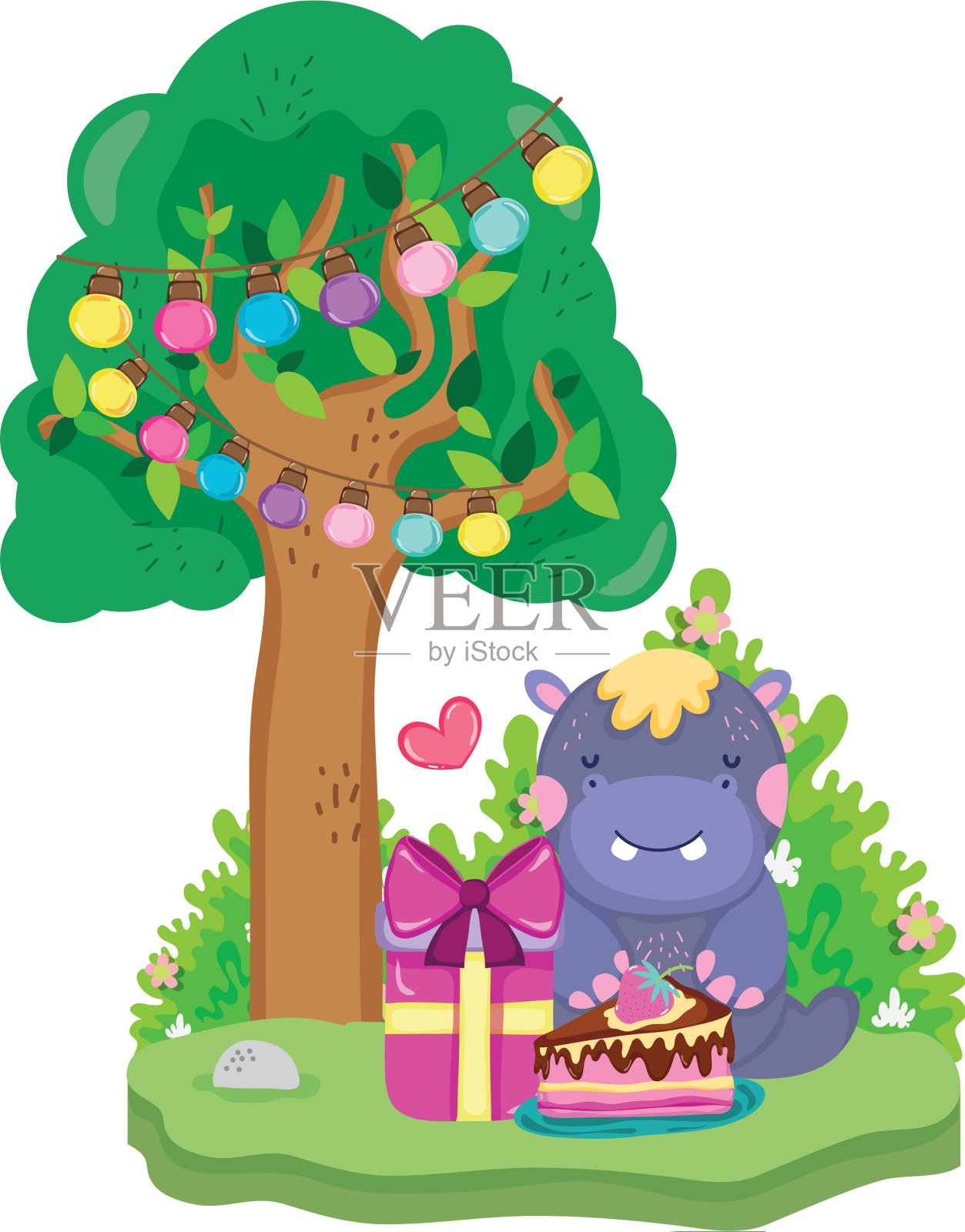 可爱的小河马性格设计元素图片