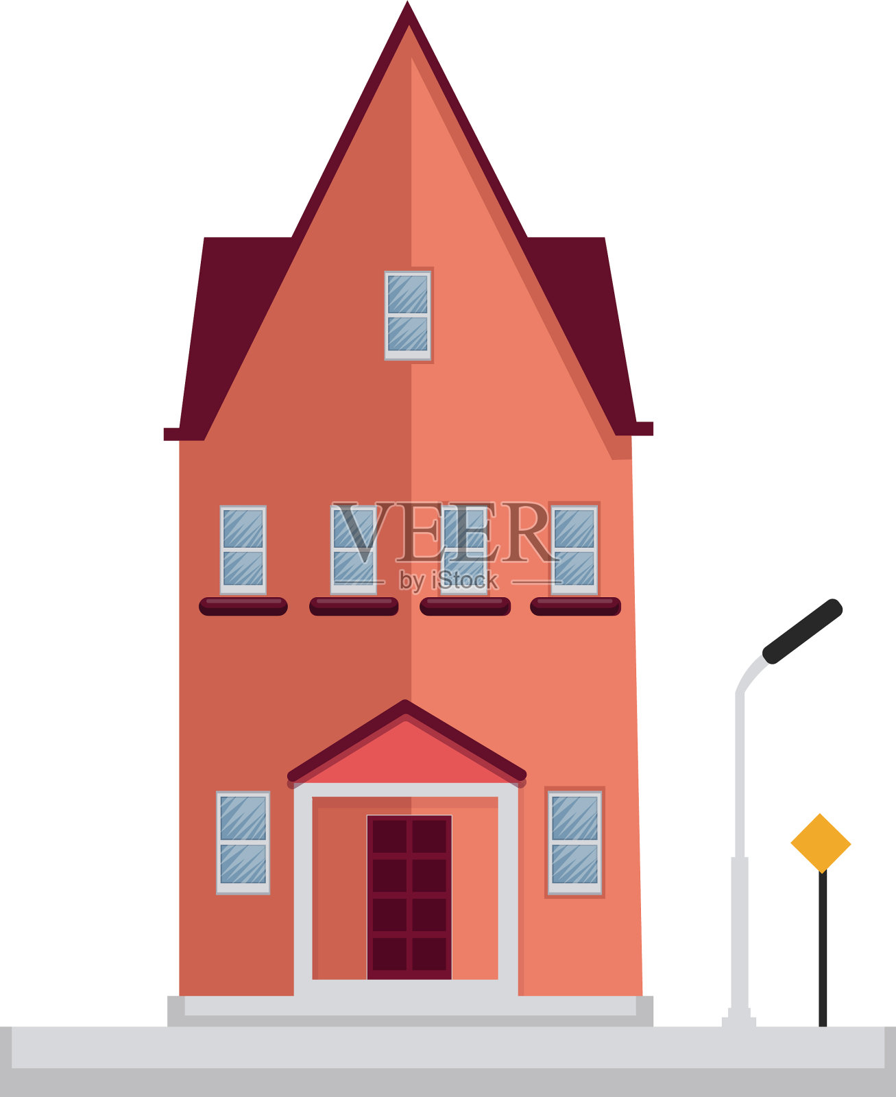 简单的卡通红色建筑在白色的背景设计元素图片