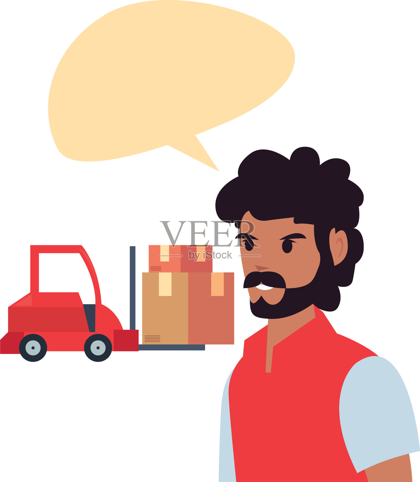 送货员说话气泡叉车包裹设计元素图片