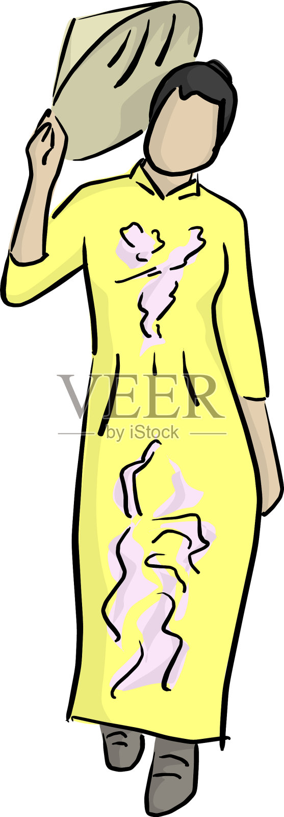 越南妇女在敖代服装拿设计元素图片