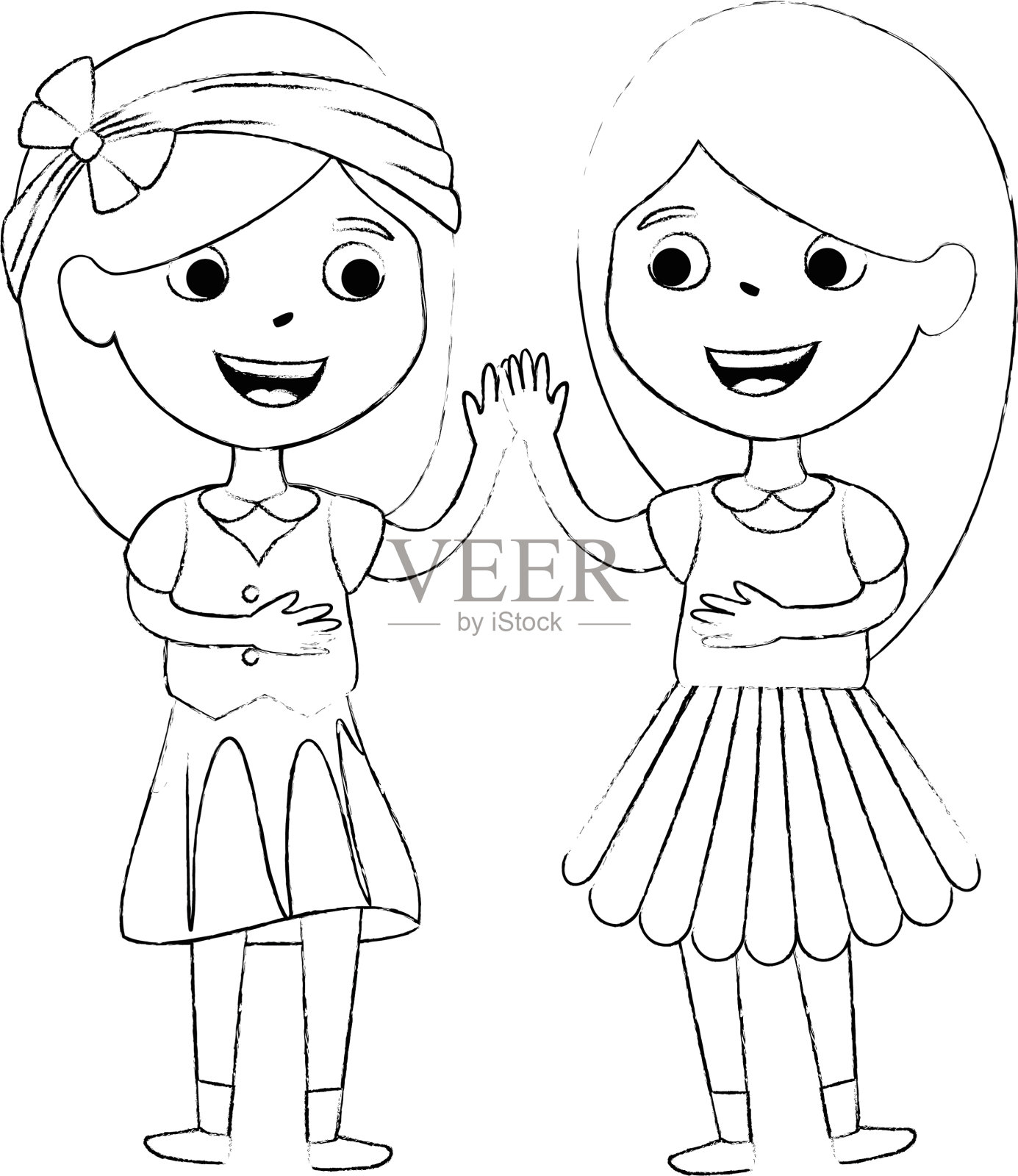 小女孩，朋友，角色设计元素图片