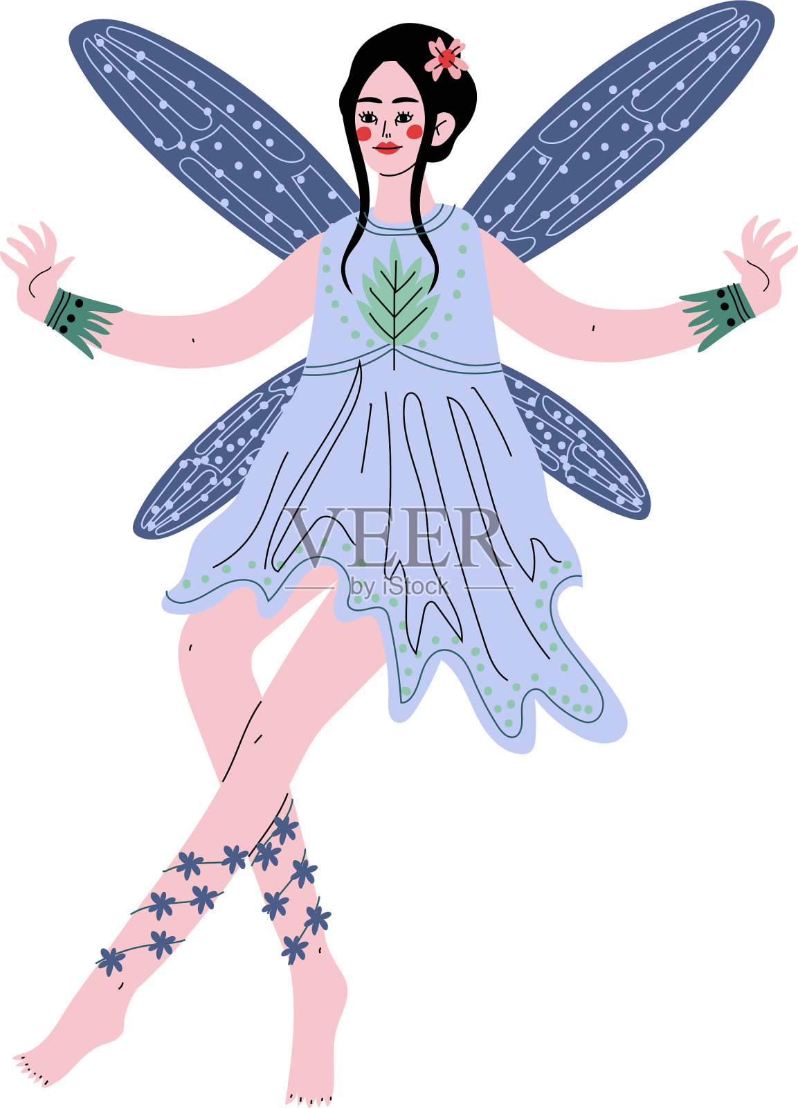 长着翅膀的森林仙女或仙女很美丽设计元素图片
