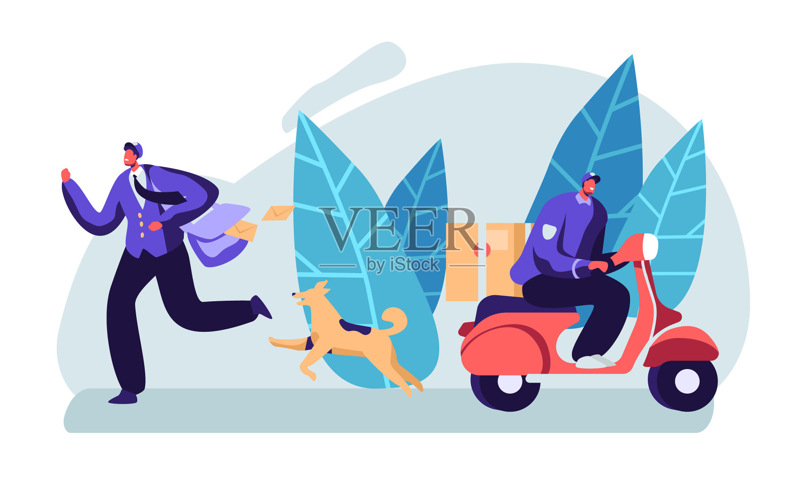 邮政快递服务的邮差人物设计元素图片