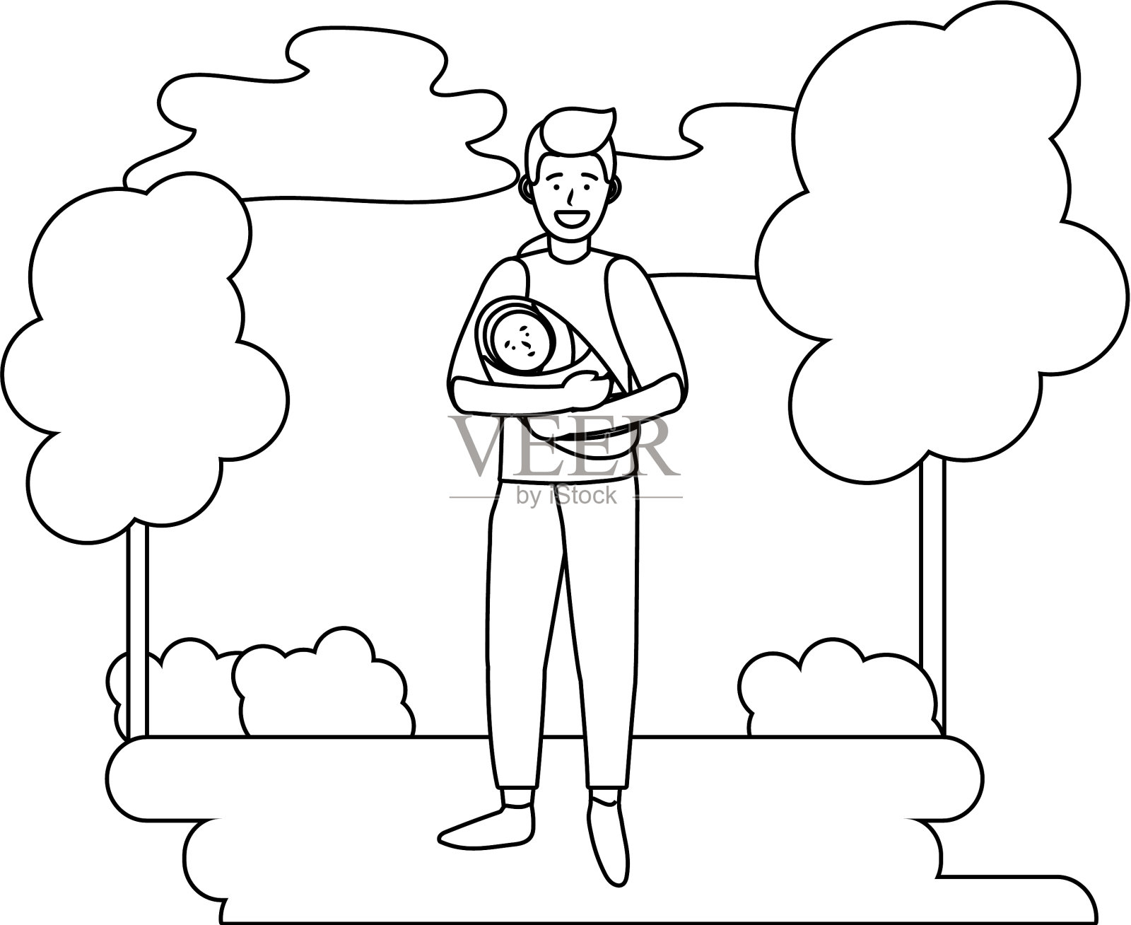 背着黑白黑白的男人设计元素图片