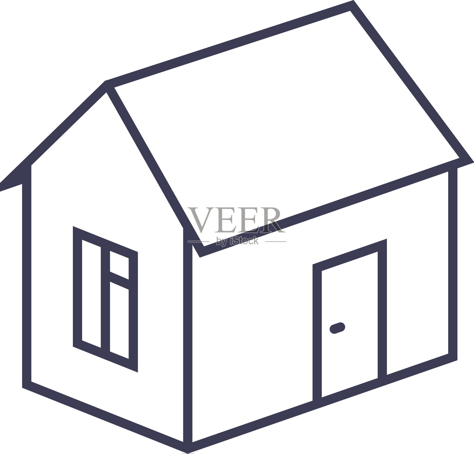 一个白色背景上的房子的轮廓图像设计元素图片