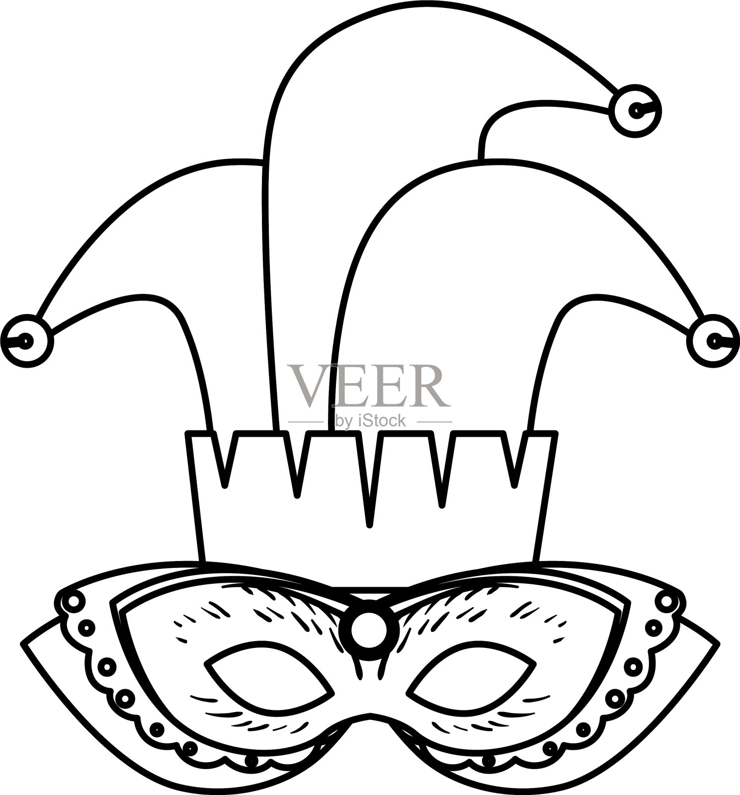 嘉年华面具与小丑帽设计元素图片