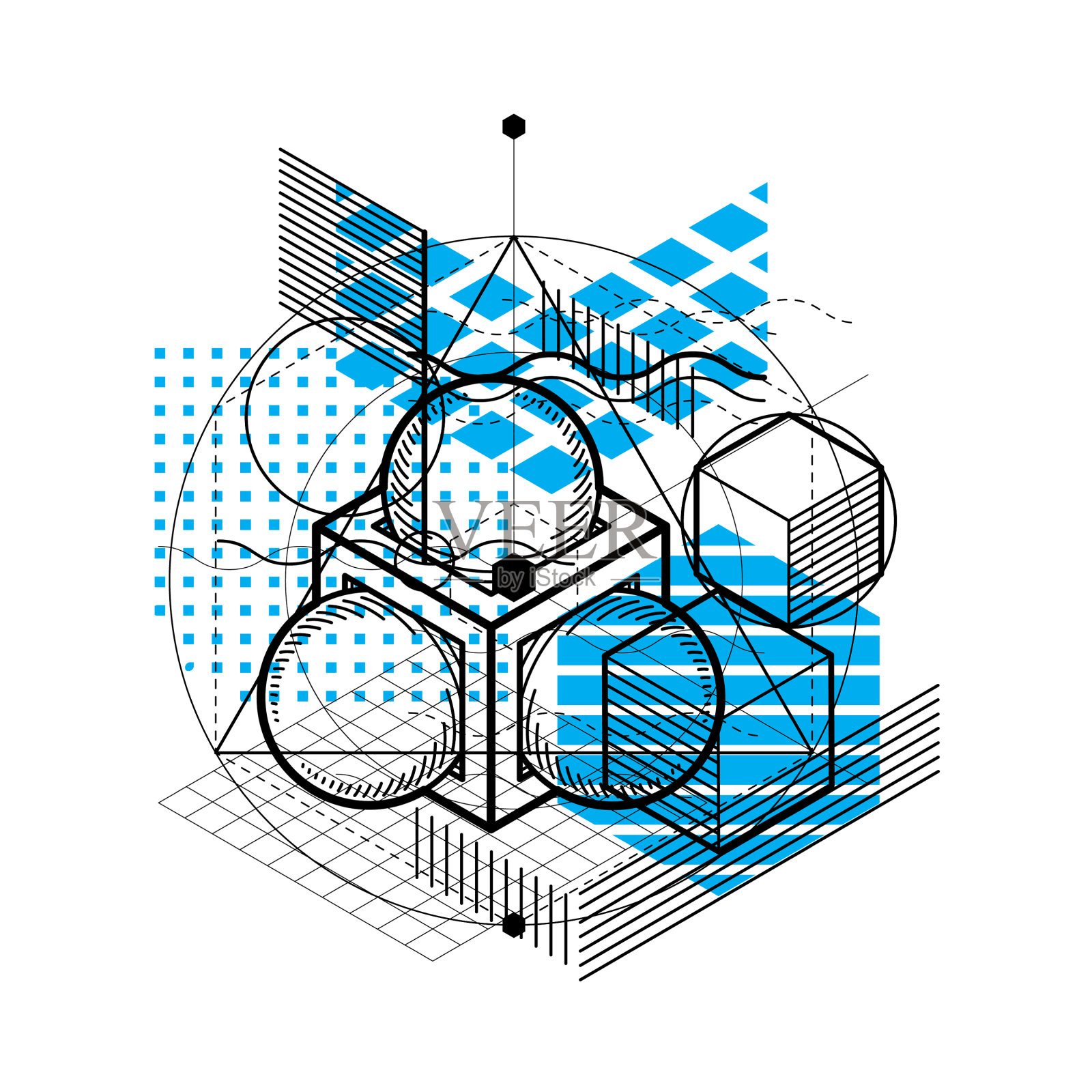 等距线性抽象背景线设计元素图片