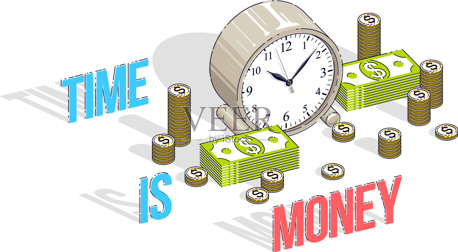 时间就是金钱概念表钟用金钱现金设计元素图片