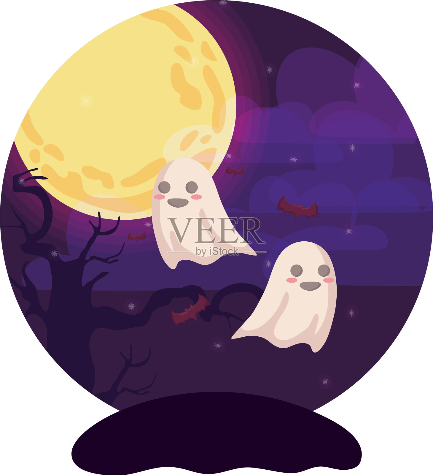 有趣的万圣节鬼魂在万圣节的场景设计元素图片