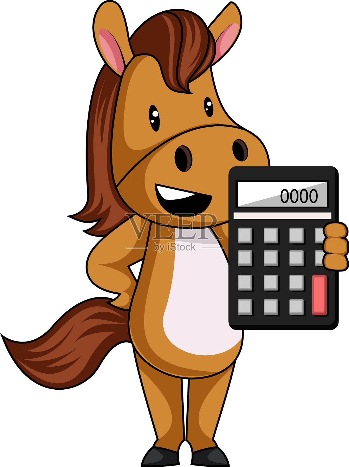 马与计算器在白色背景设计元素图片