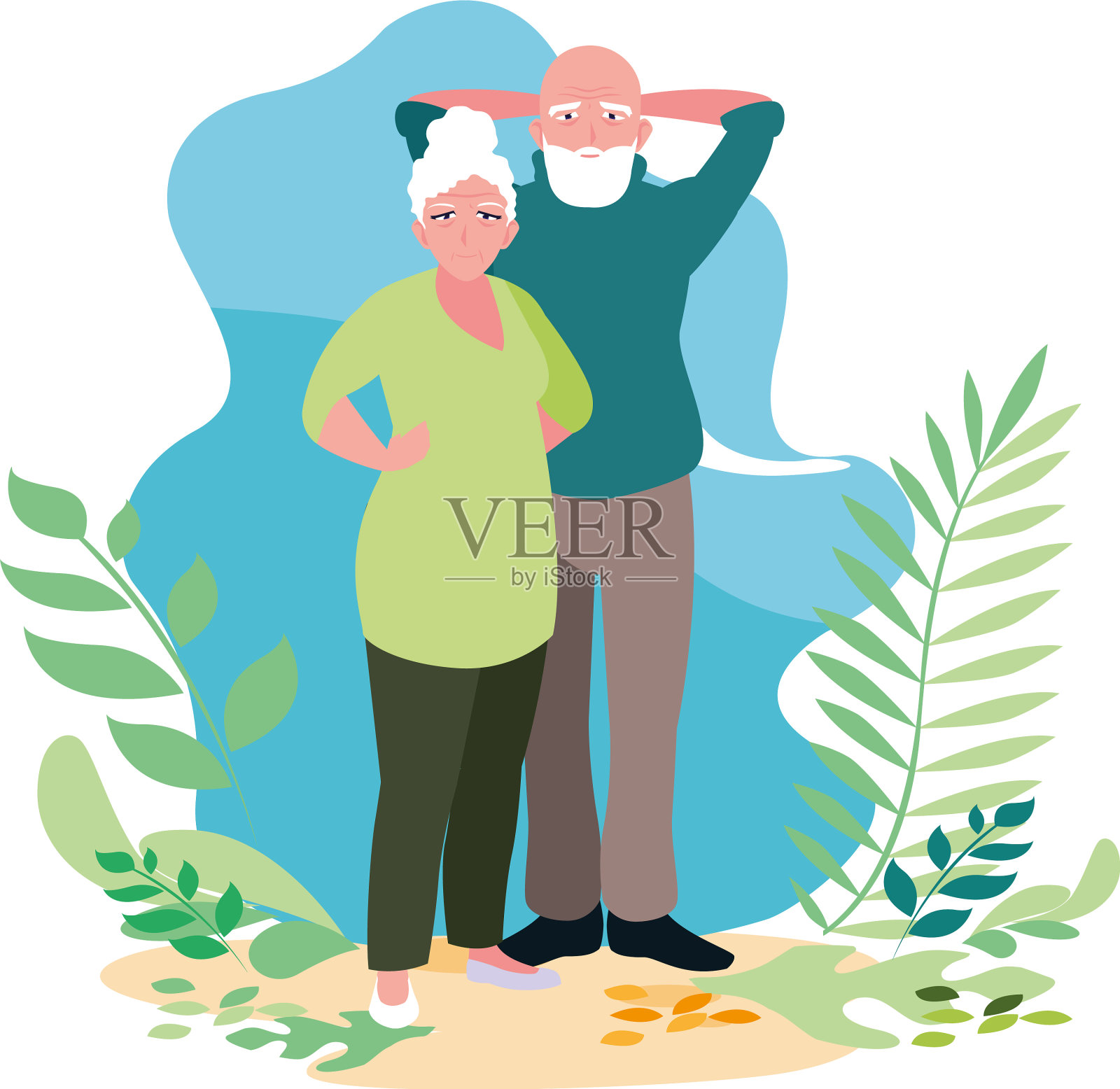 奶奶和爷爷的卡通设计设计元素图片