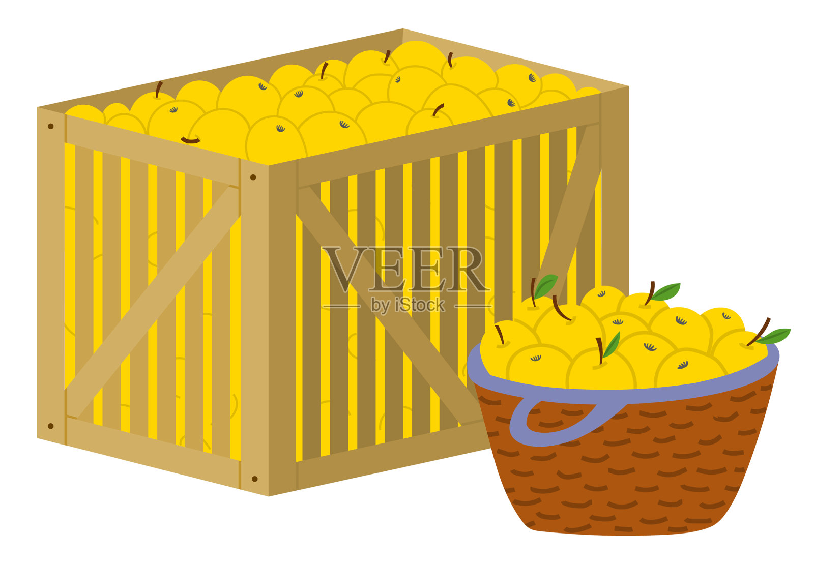 箱装苹果是秋天收获的果实设计元素图片