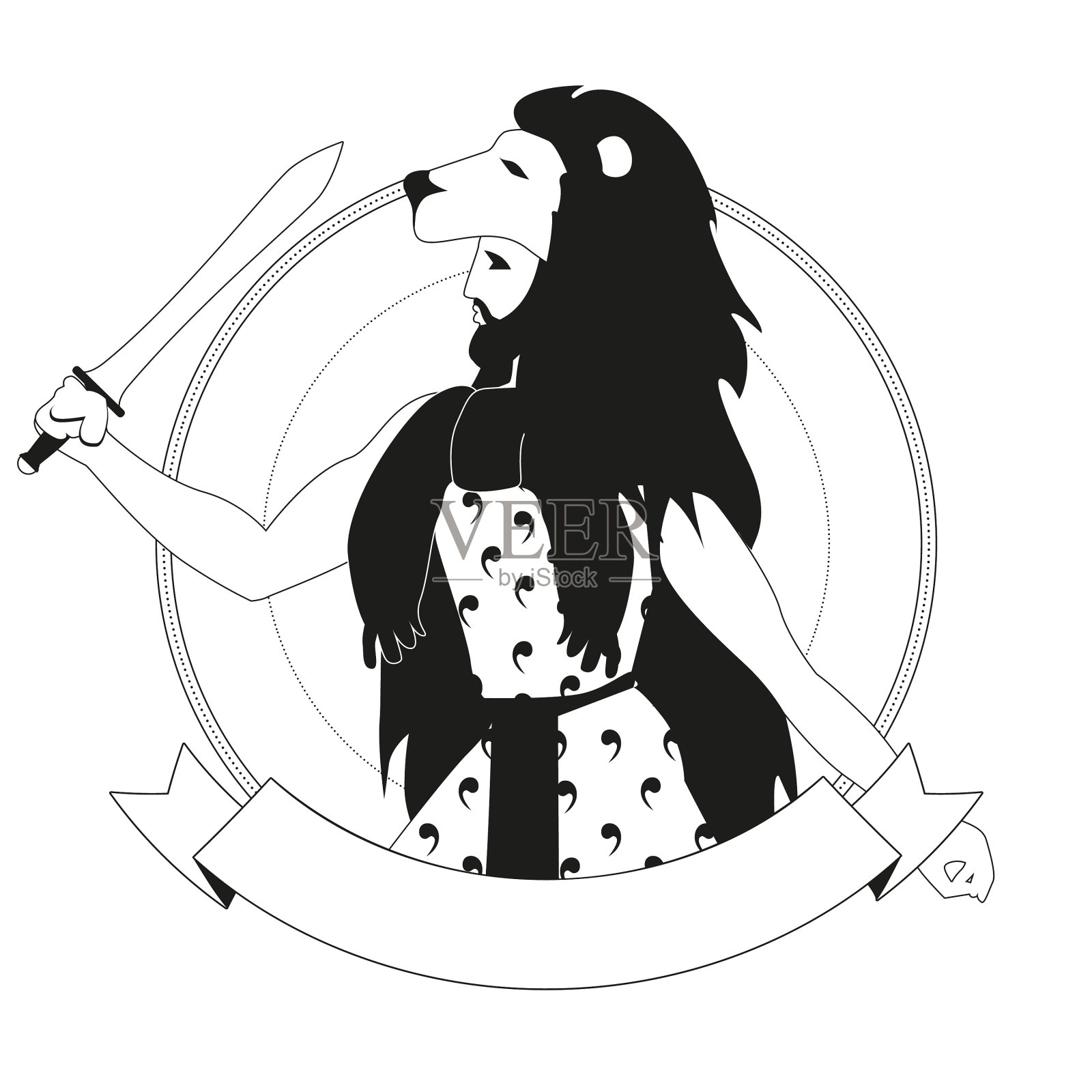 披着皮的希腊英雄，戴着狮剑设计元素图片