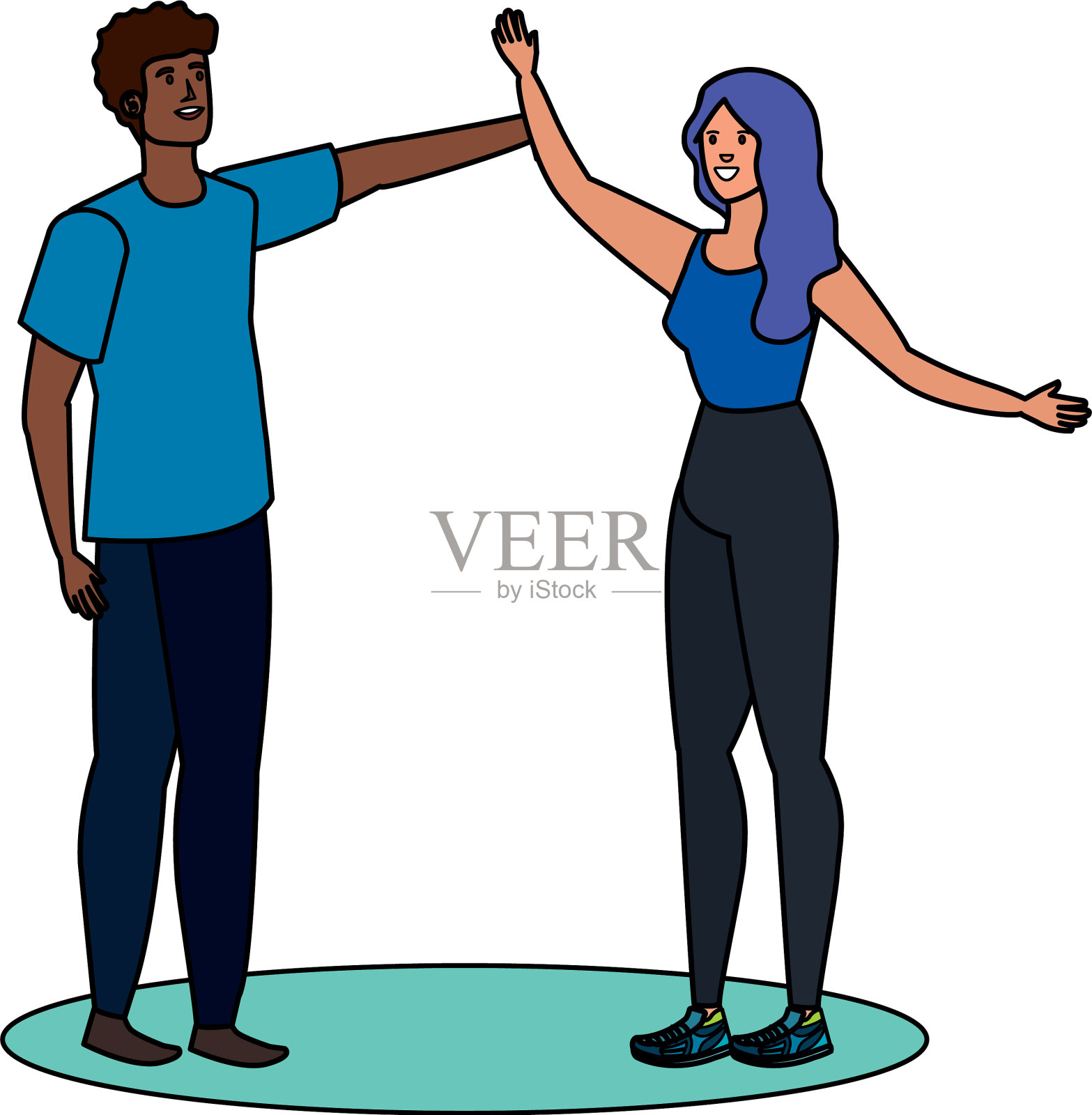 跨种族的情侣庆祝角色设计元素图片