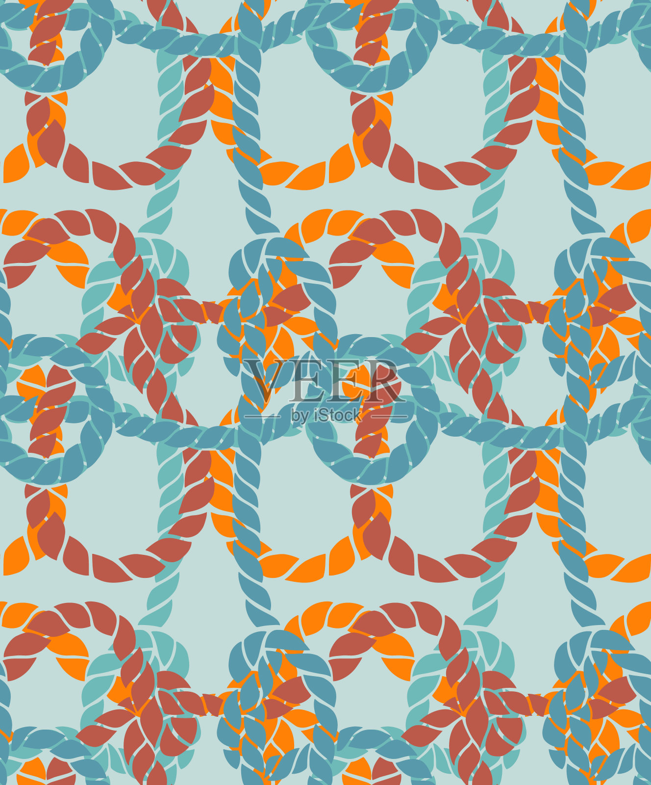 无缝船用绳结图案。扭绳背景。插画图片素材