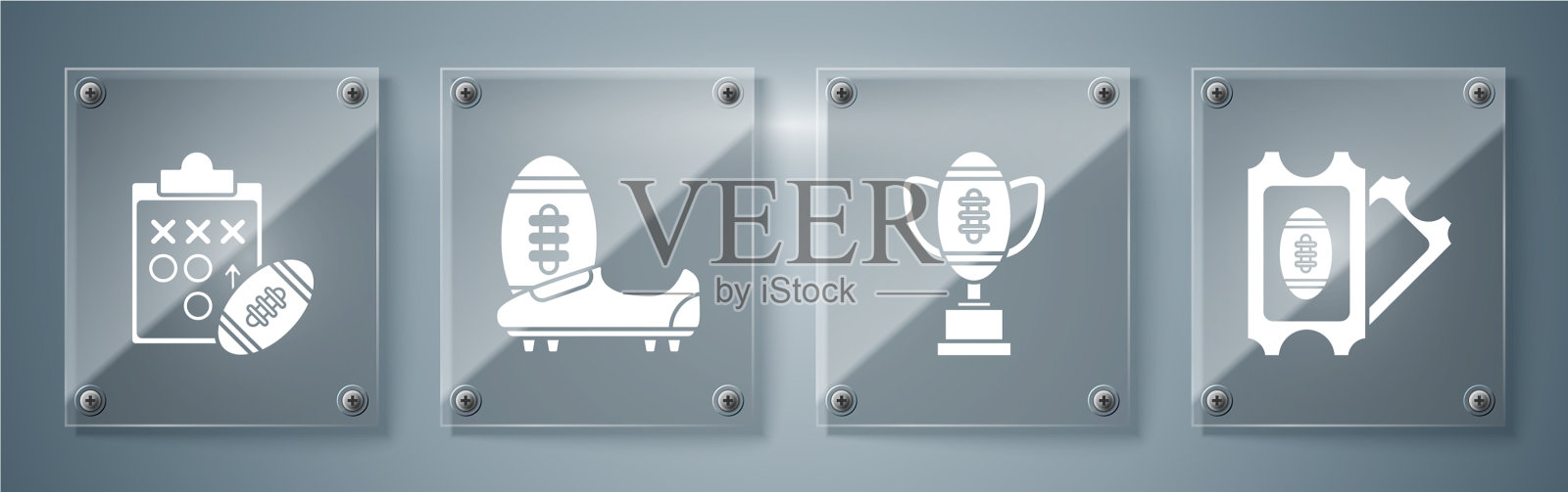 设置美式足球票奖杯及图标素材