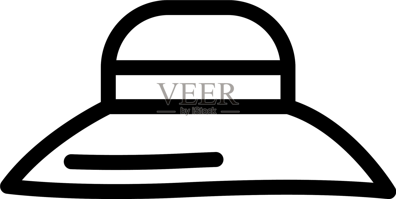 女子沙滩帽图标轮廓风格插画图片素材