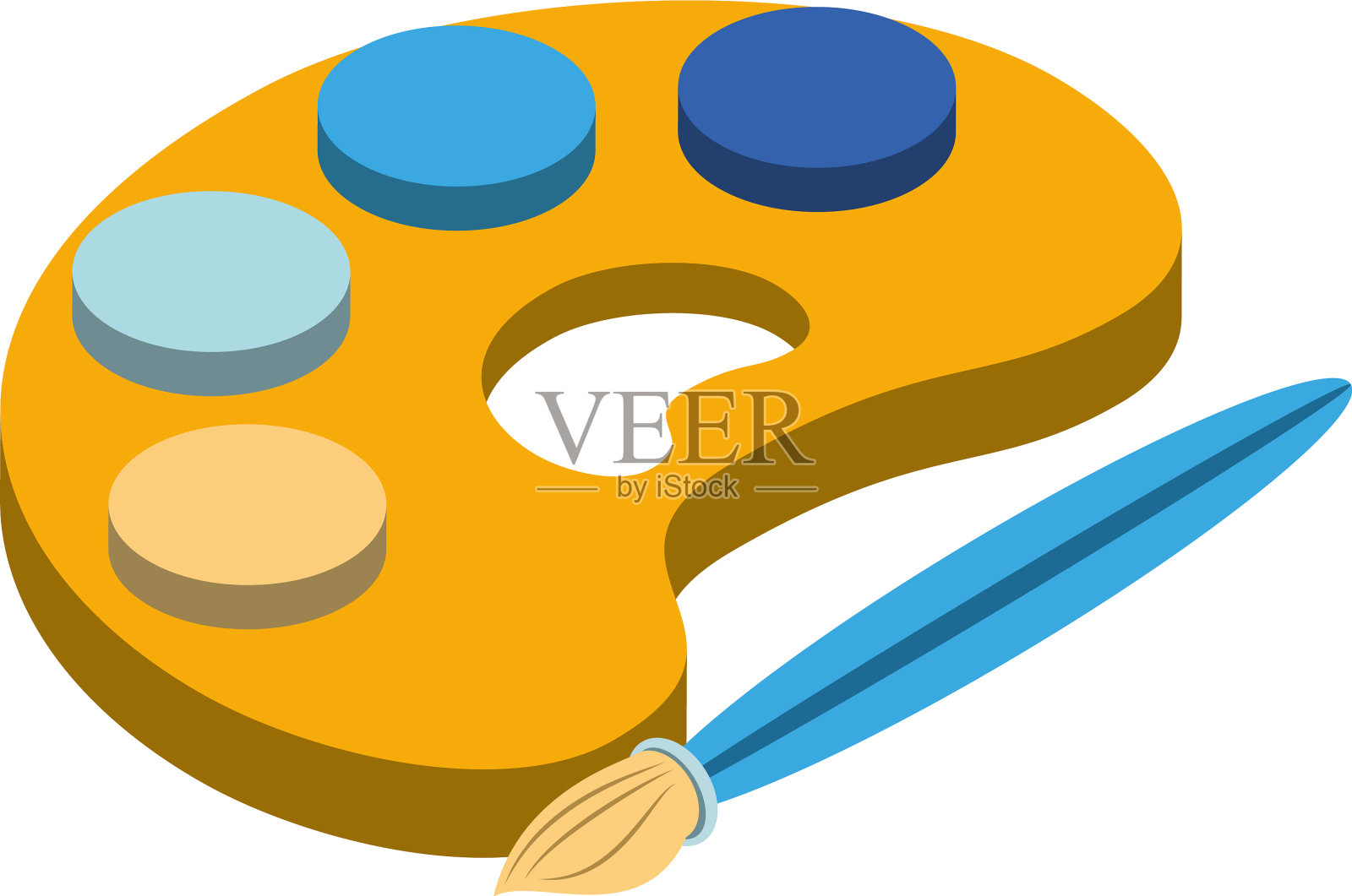 隔离油漆调色板和画笔设计设计元素图片