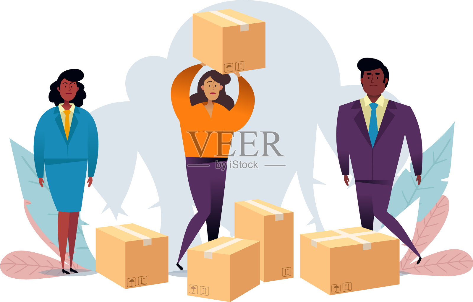 纸箱概念与人物业务设计元素图片