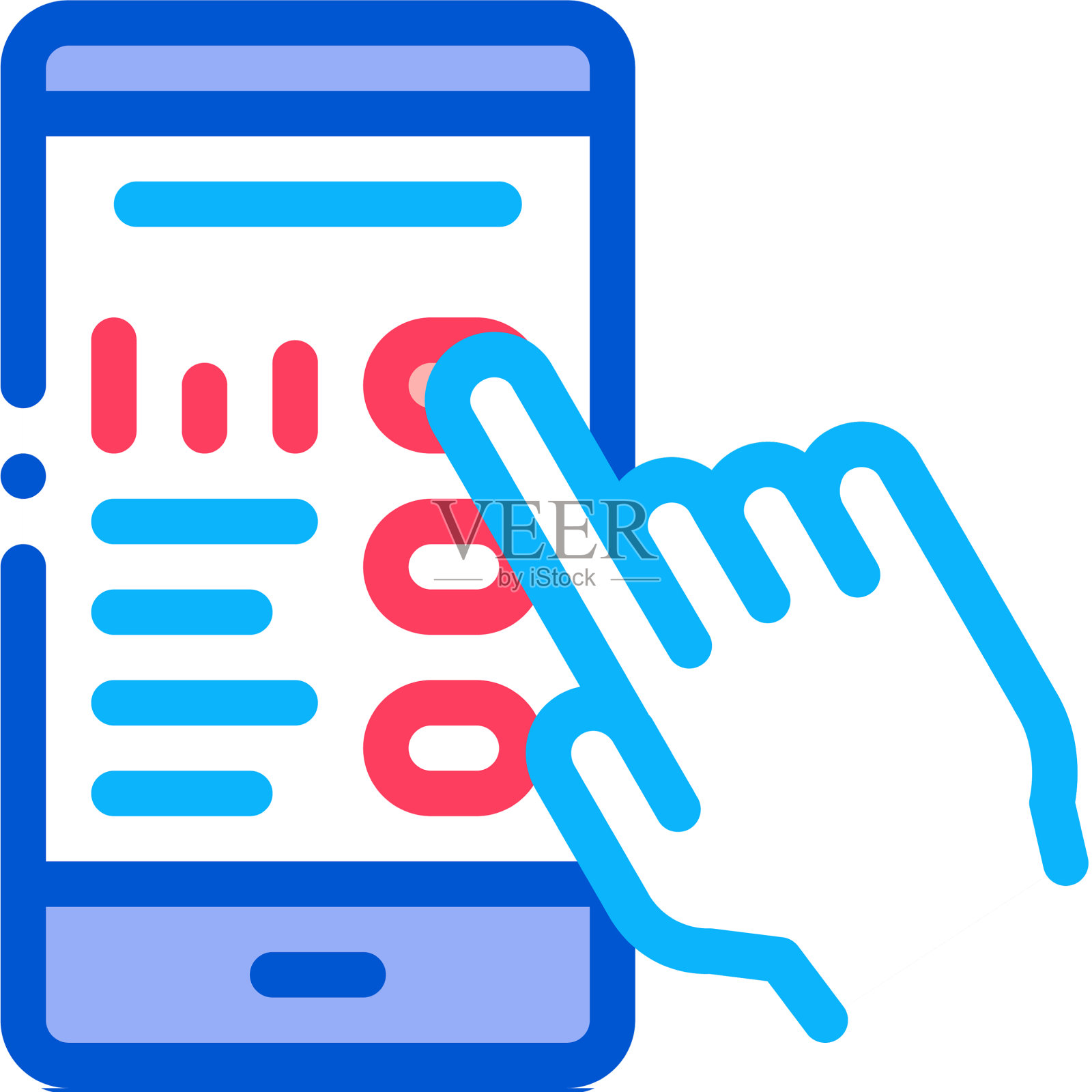 手触摸手机屏幕上的图标轮廓设计元素图片