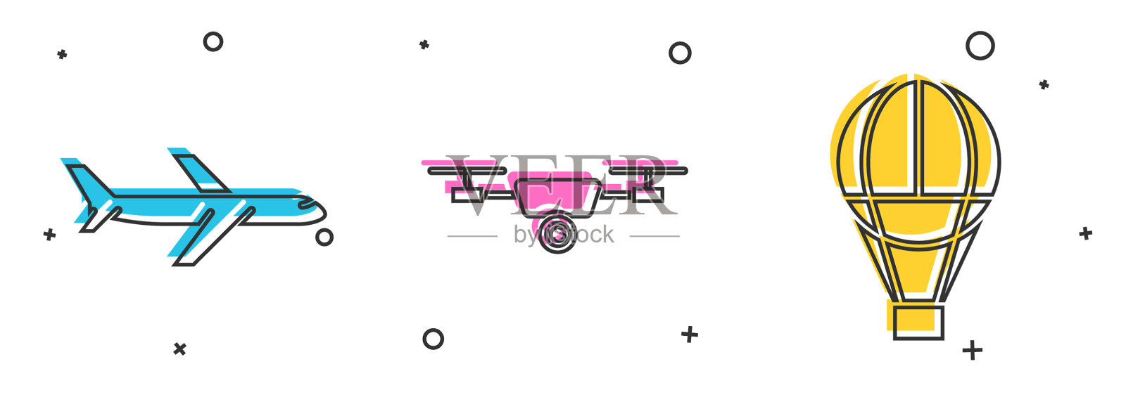 设置无人机飞行动作摄像机图标素材