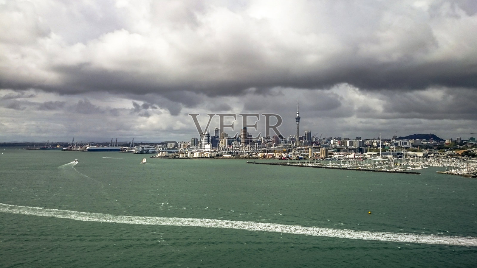 新西兰奥克兰港的景色。照片摄影图片