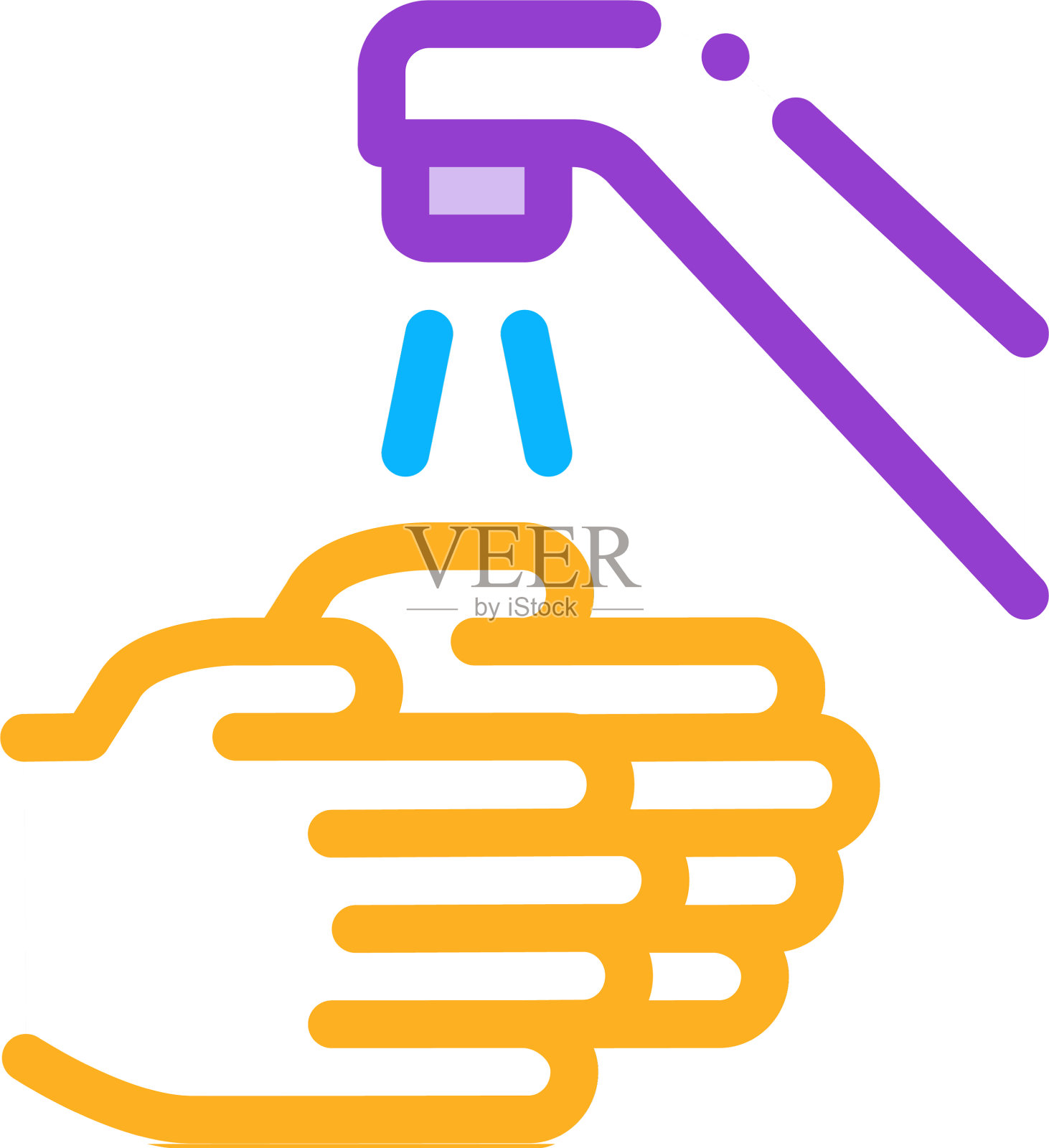 手洗水龙头图标轮廓设计元素图片