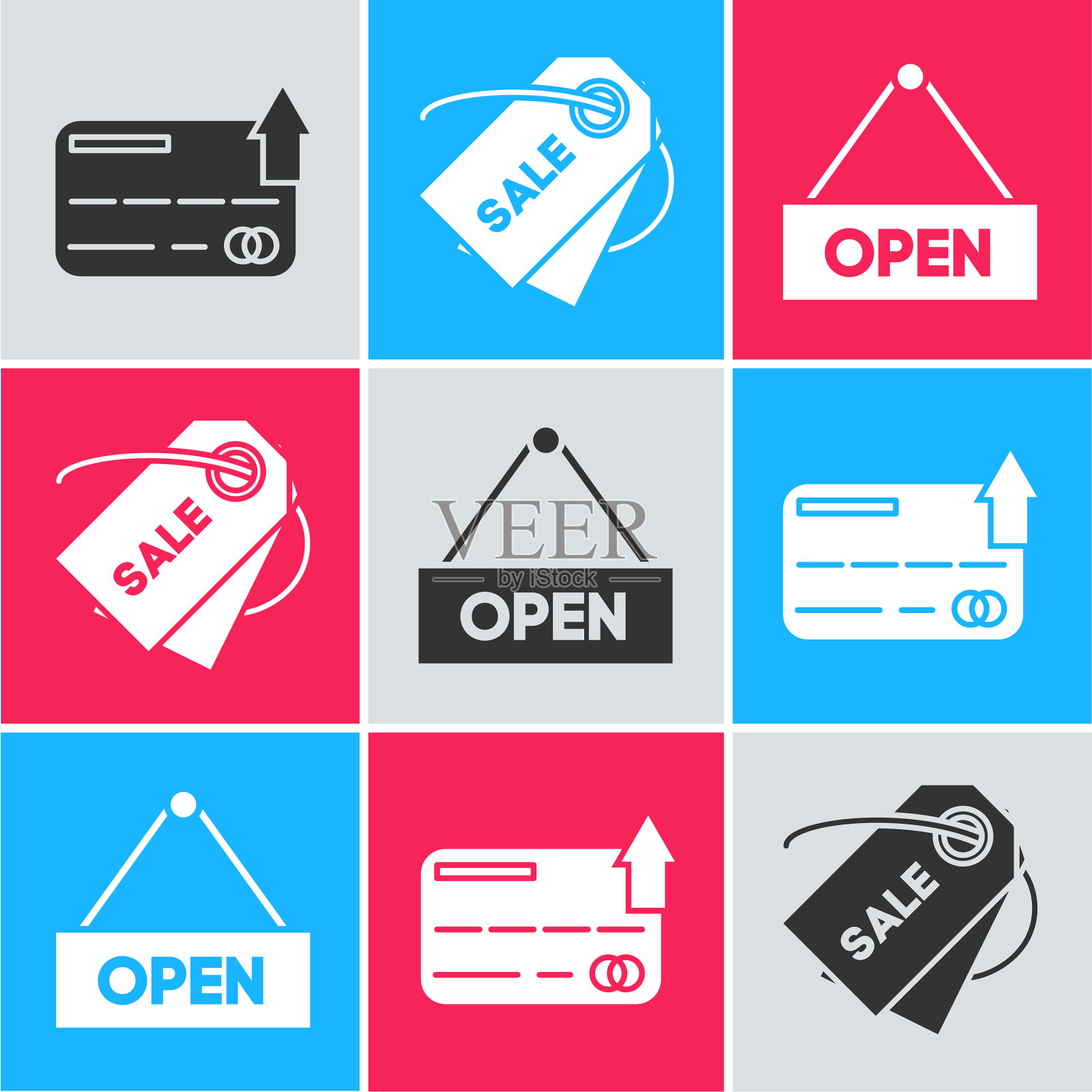 设置带有铭文的信用卡价格标签设计元素图片