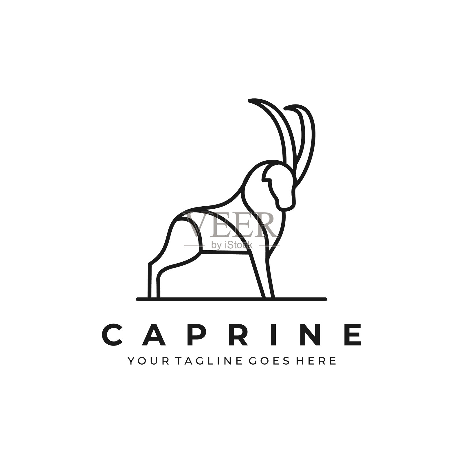 山羊站模板插画图片素材