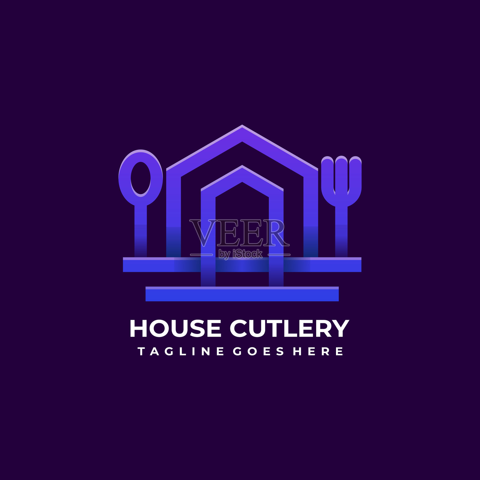 房子餐具模板插画图片素材