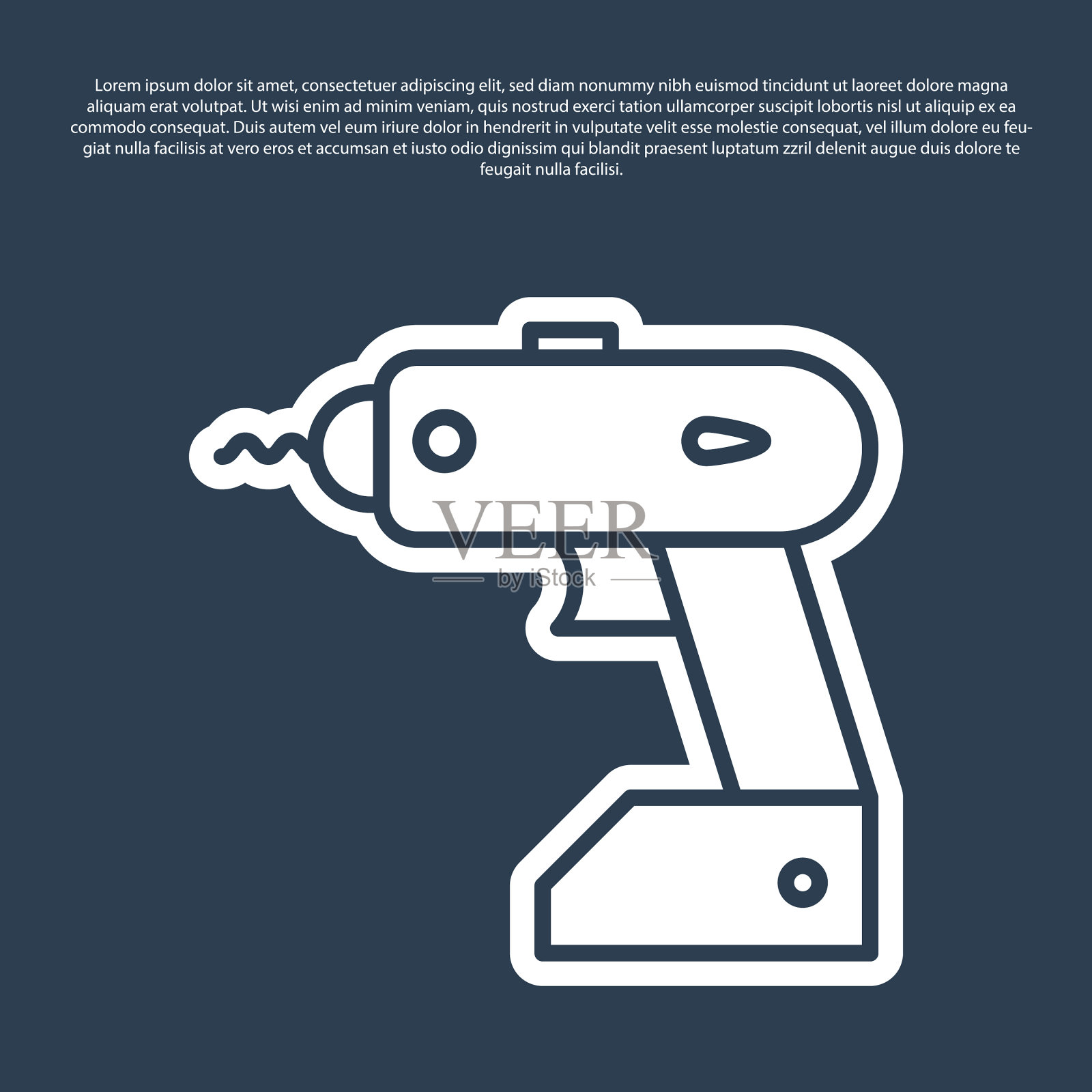 蓝线电动无绳螺丝刀图标插画图片素材