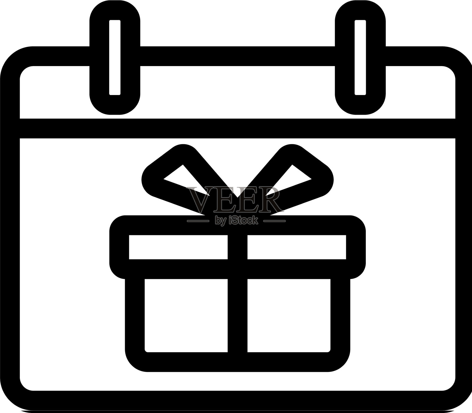 日历和礼品图标隔离轮廓图标素材