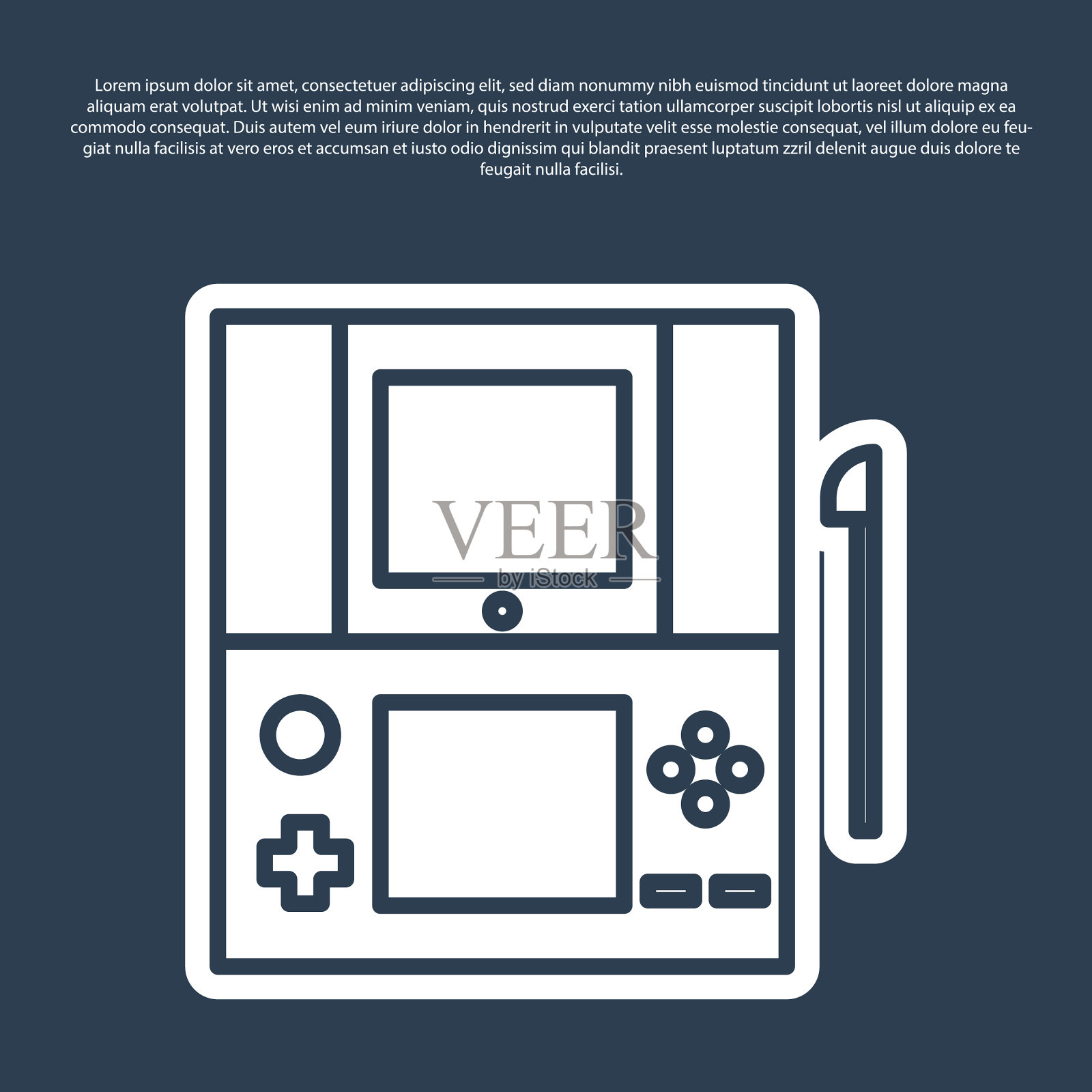 蓝线便携式视频游戏机图标插画图片素材