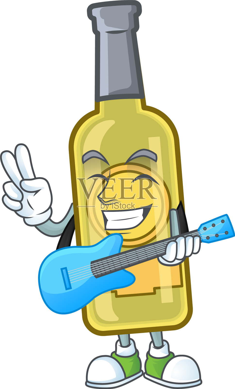 可爱又酷的黄色香槟瓶卡通设计元素图片