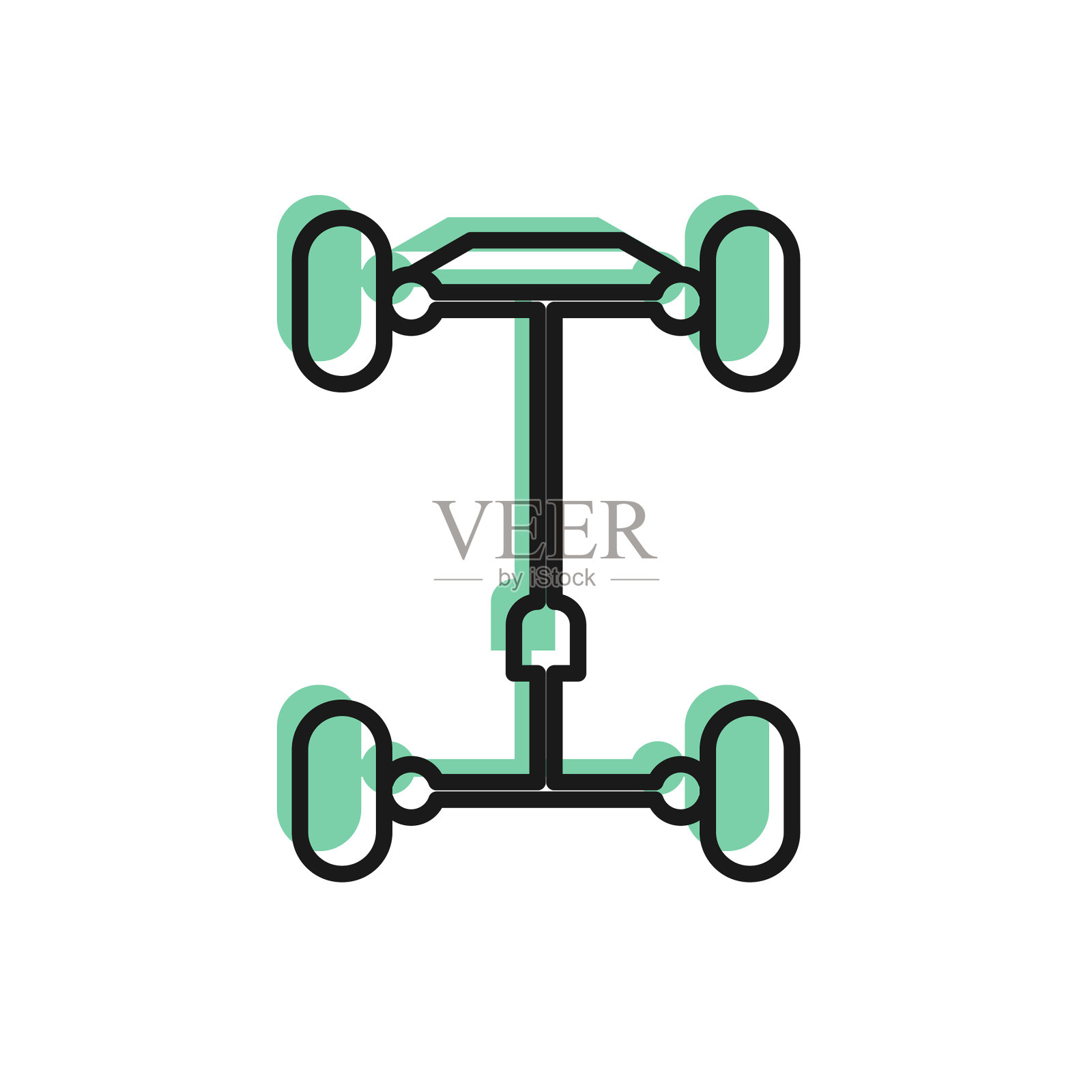 黑线底盘车图标隔离在白色插画图片素材