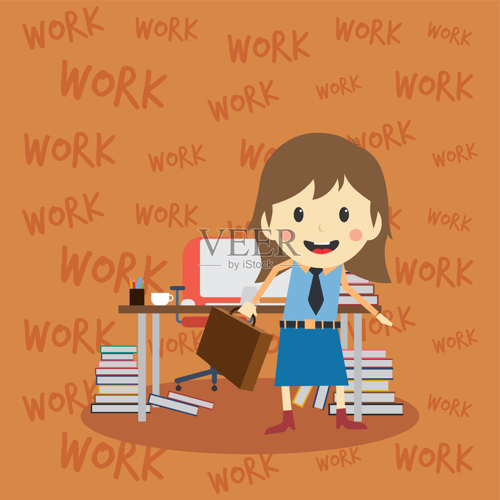 办公室工作人员全职员工插画图片素材