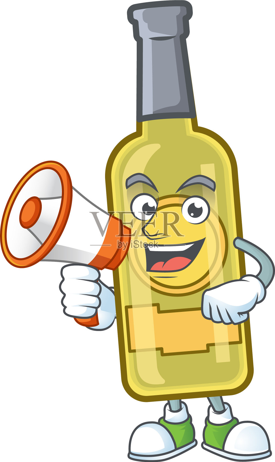 微笑的卡通人物香槟黄色设计元素图片