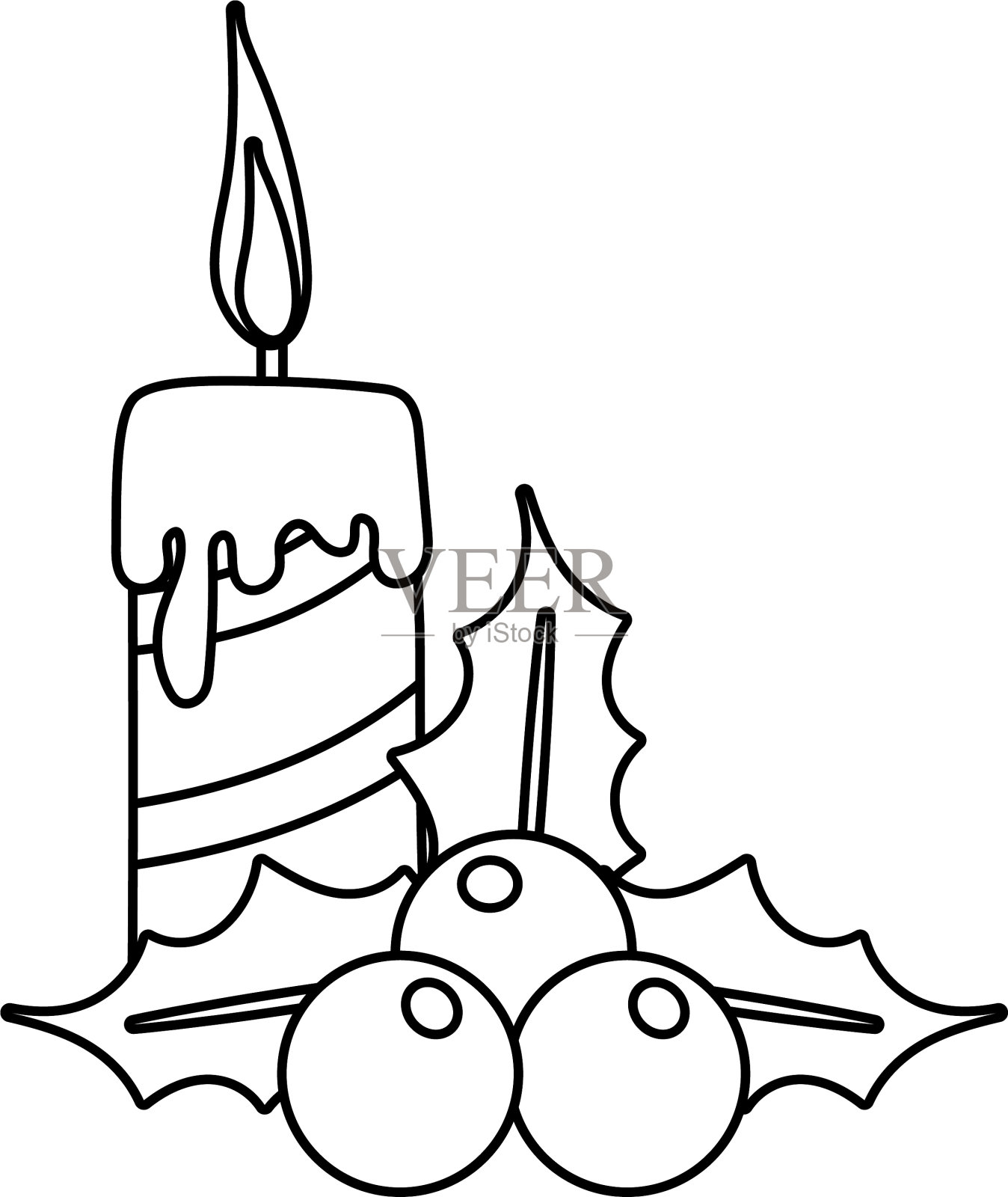 蜡烛和浆果感恩节设计元素图片