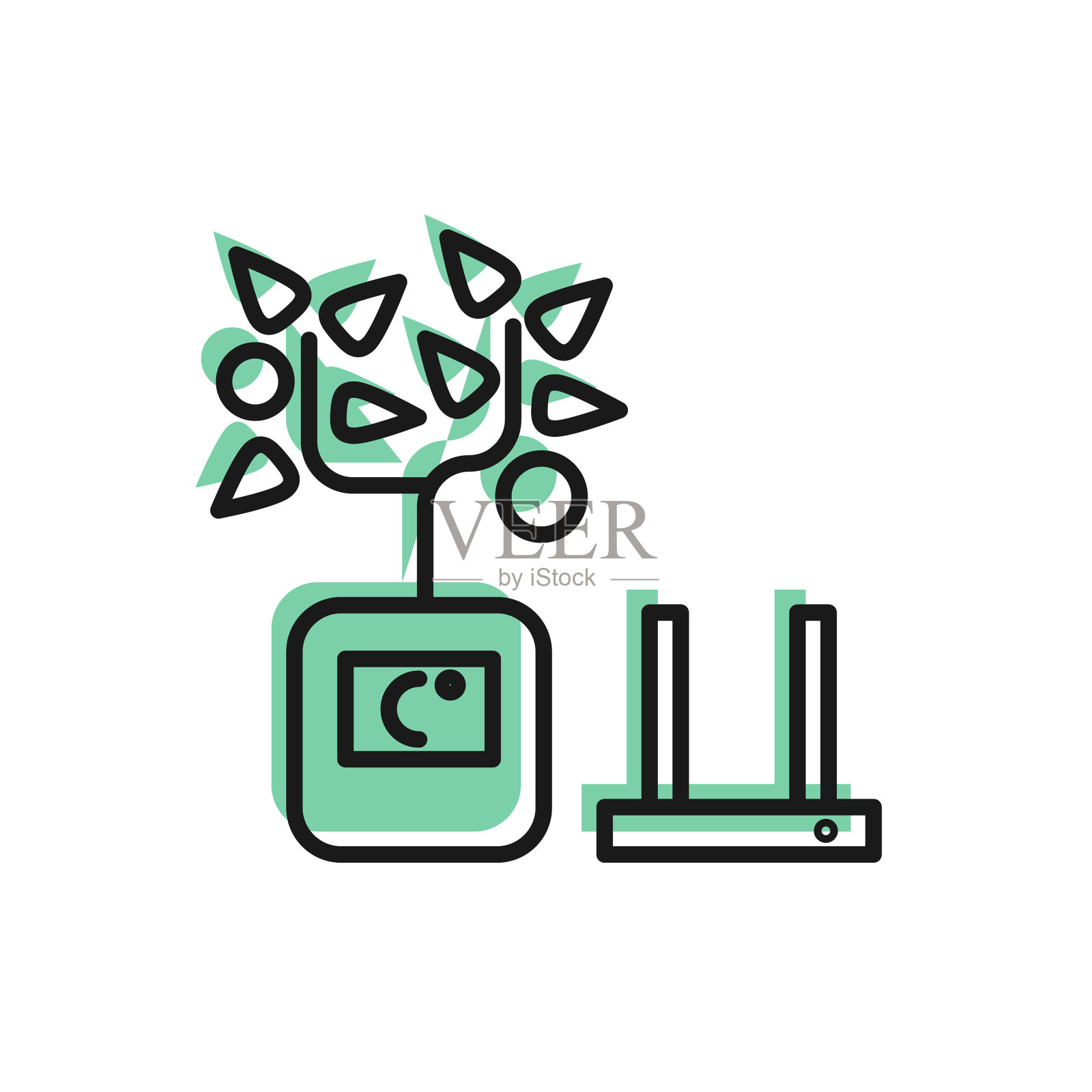 黑线智能养殖技术——农场插画图片素材